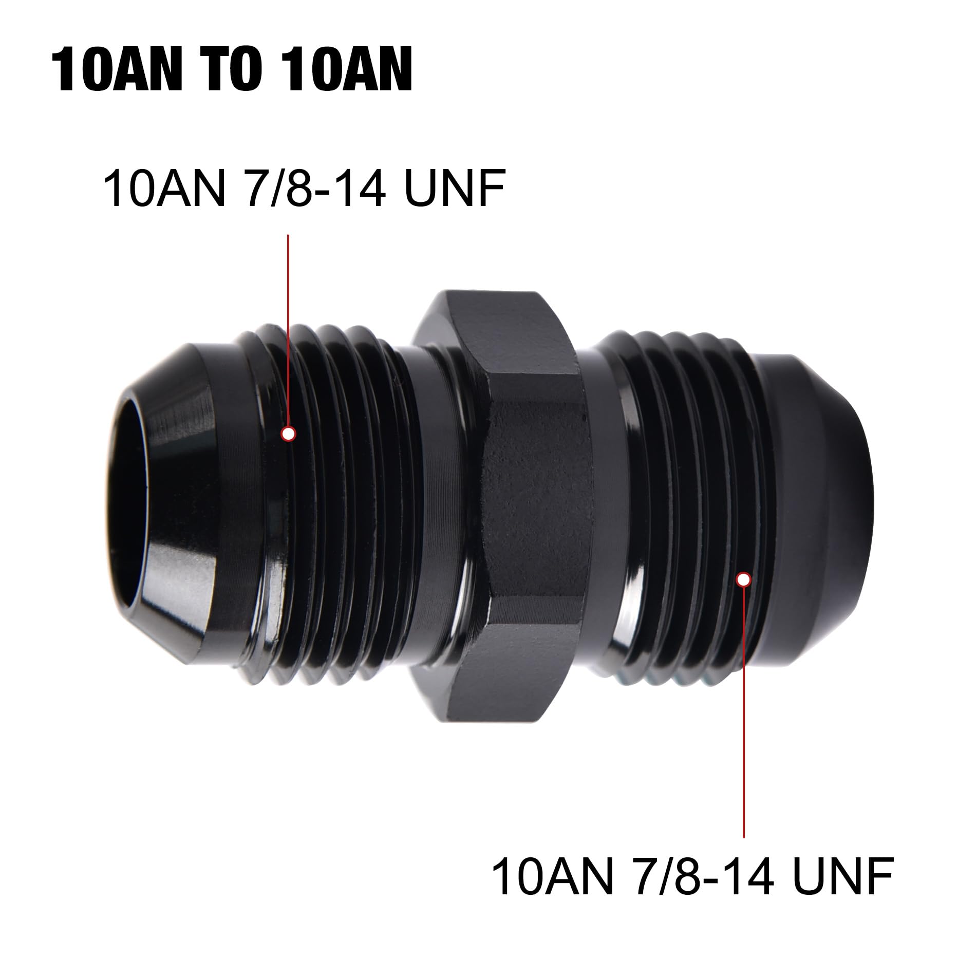 EVIL ENERGY 10AN Male to Male Flare Coupler Union Straight Fuel Hose Adapter Fitting Black