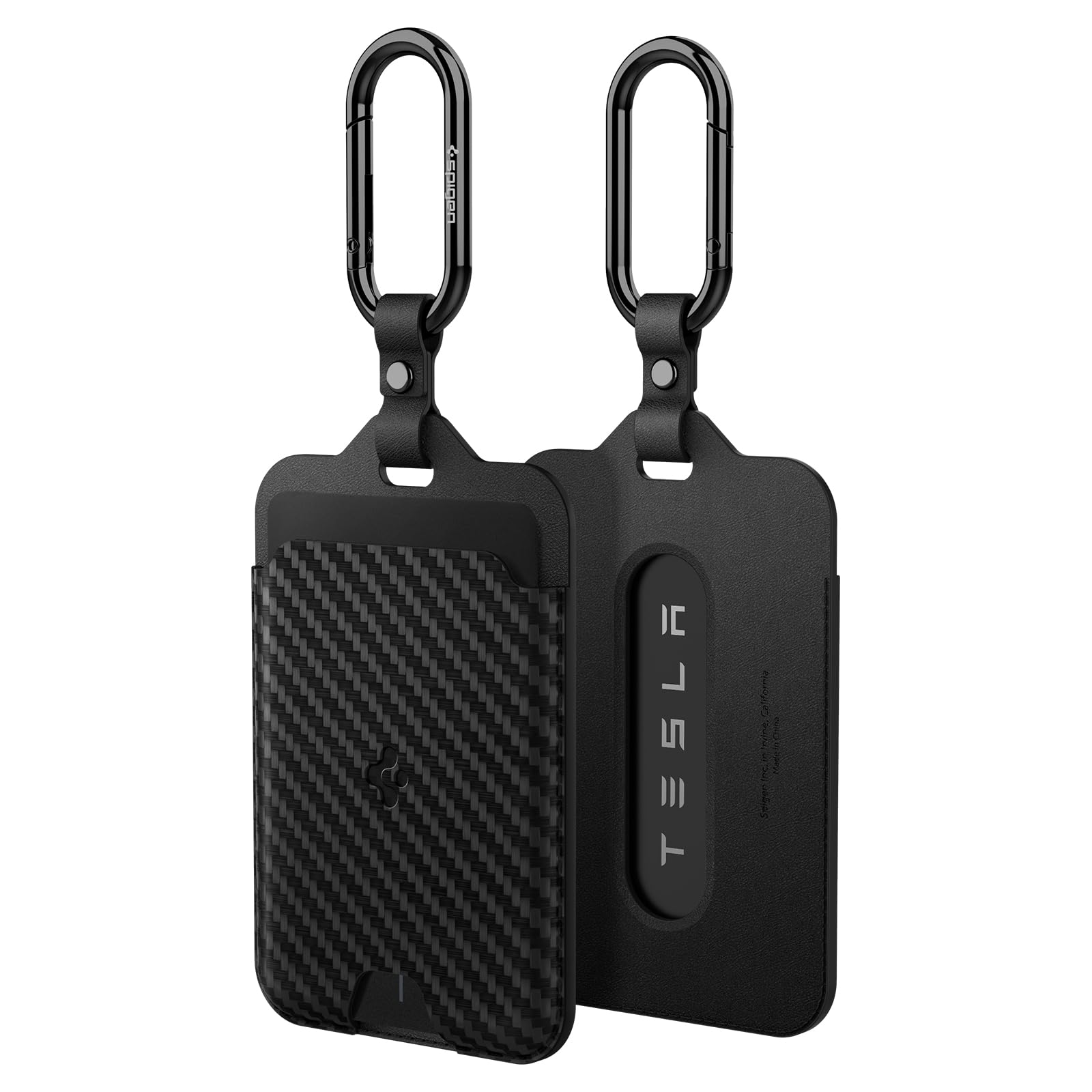 Spigen Card Holder Case Designed For Tesla Key Cards (Vegan Leather) - 2 Pack