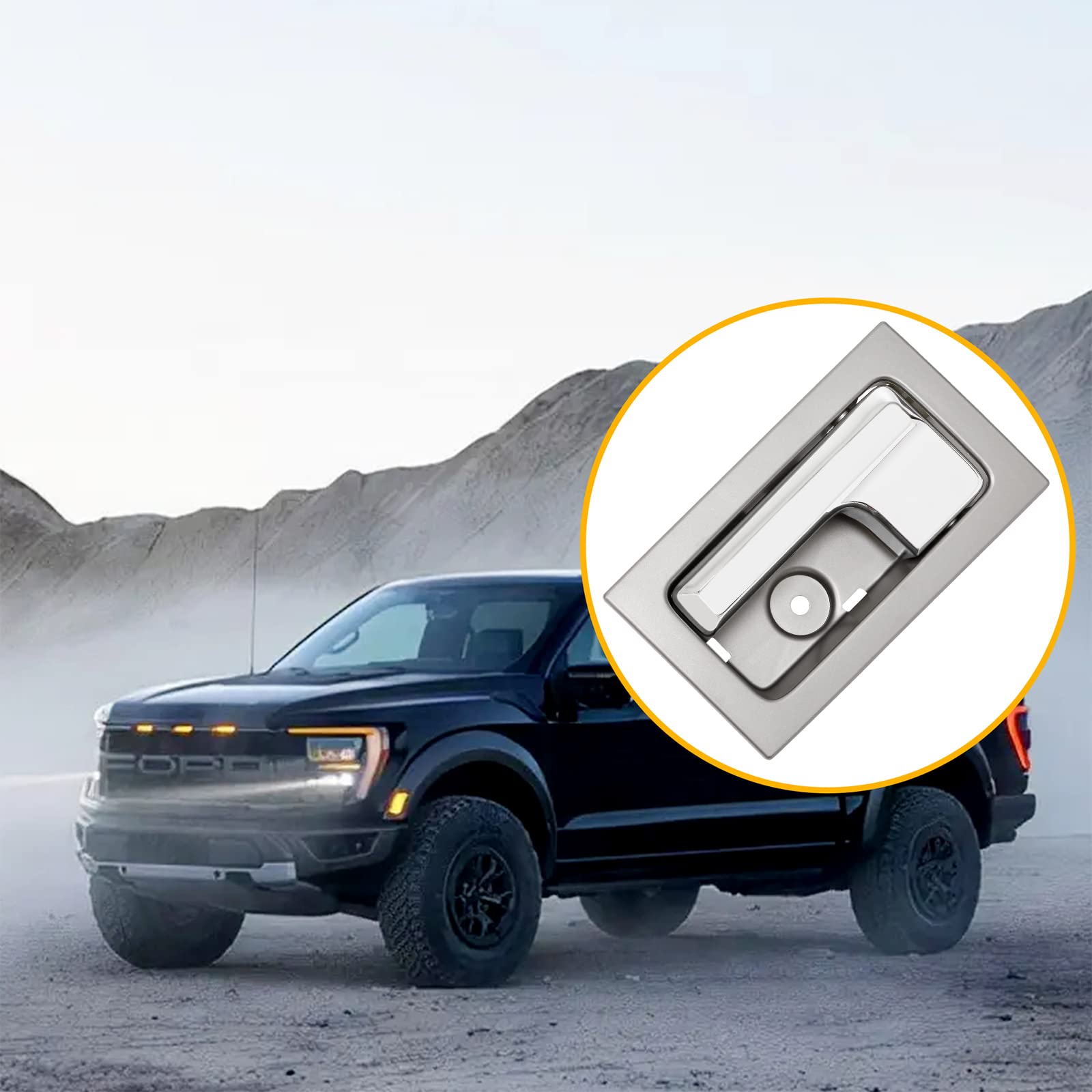 Gledewen Chrome Interior Door Handle for 2009-2014 Ford F150, Left Driver Side, Gray Housing, CL3Z-1522601-GA, 9L3Z-