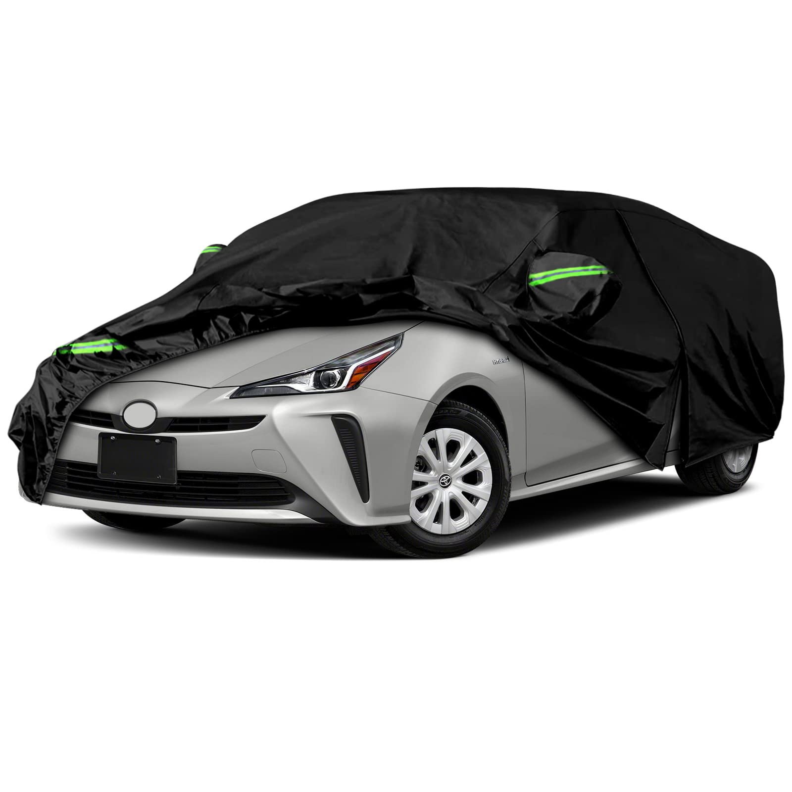 Waterproof Car Cover Replace For 2004-2025 Toyota Prius, 6 Layers All Weather Car Covers With Zipper Door & Windproof Bands For