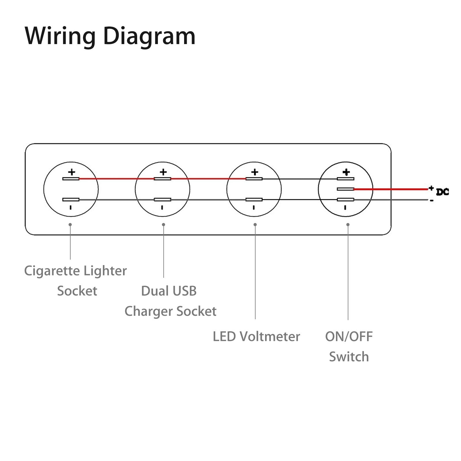 Linkstyle 4 In 1 Marine Switch Panel, 12V 4.2A Dual Usb Charger Socket Power Outlet & Led Voltmeter & Cigarette Lighter Socket & Led Lighted On Off Rocker Toggle Switch For Truck Car Marine Boat Rv