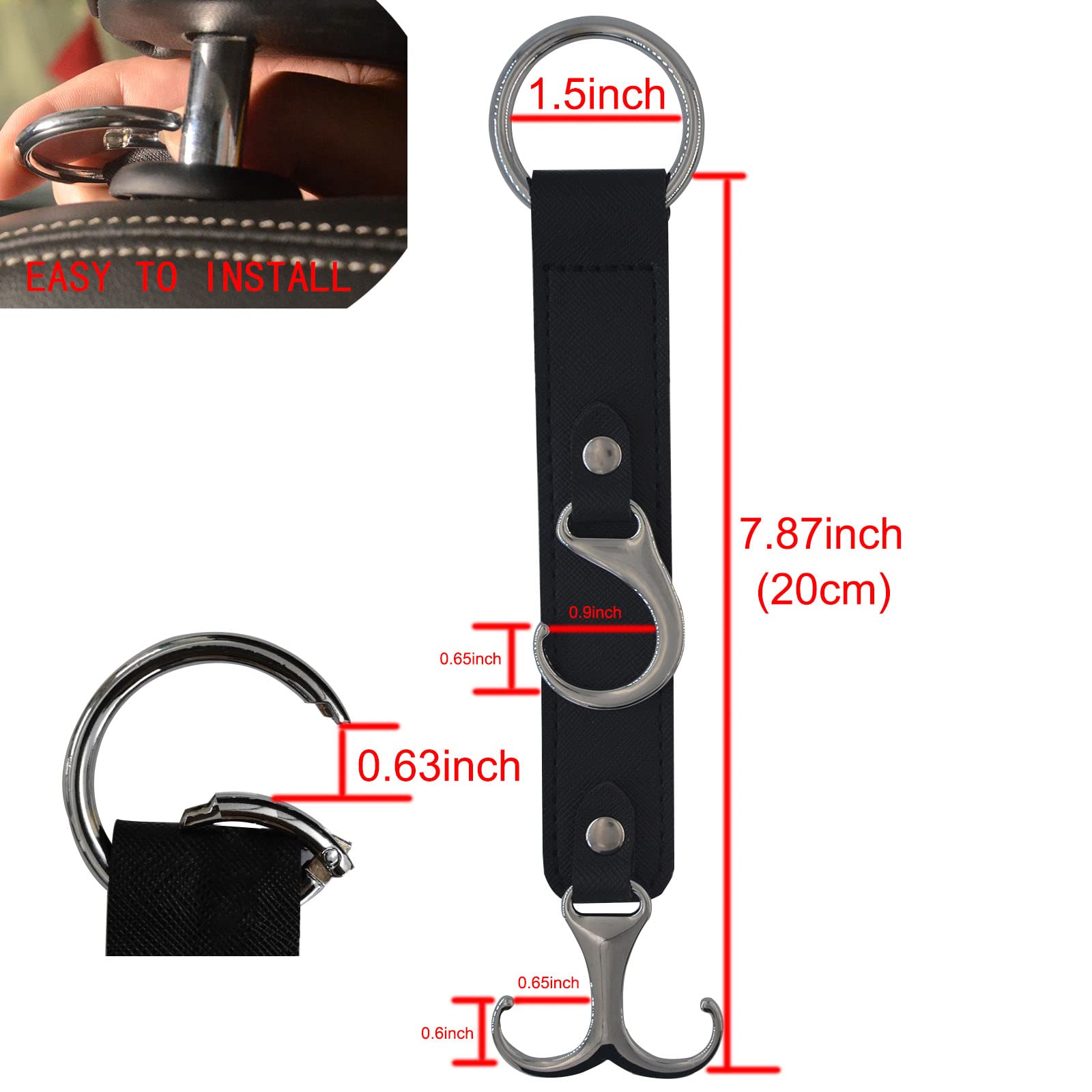 Car Purse Hook For Men Women-Upgraded 3 In 1 Stronger Superior Leather Car Purse Holder Vehicle Seat Headrest Hanger Hooks For G