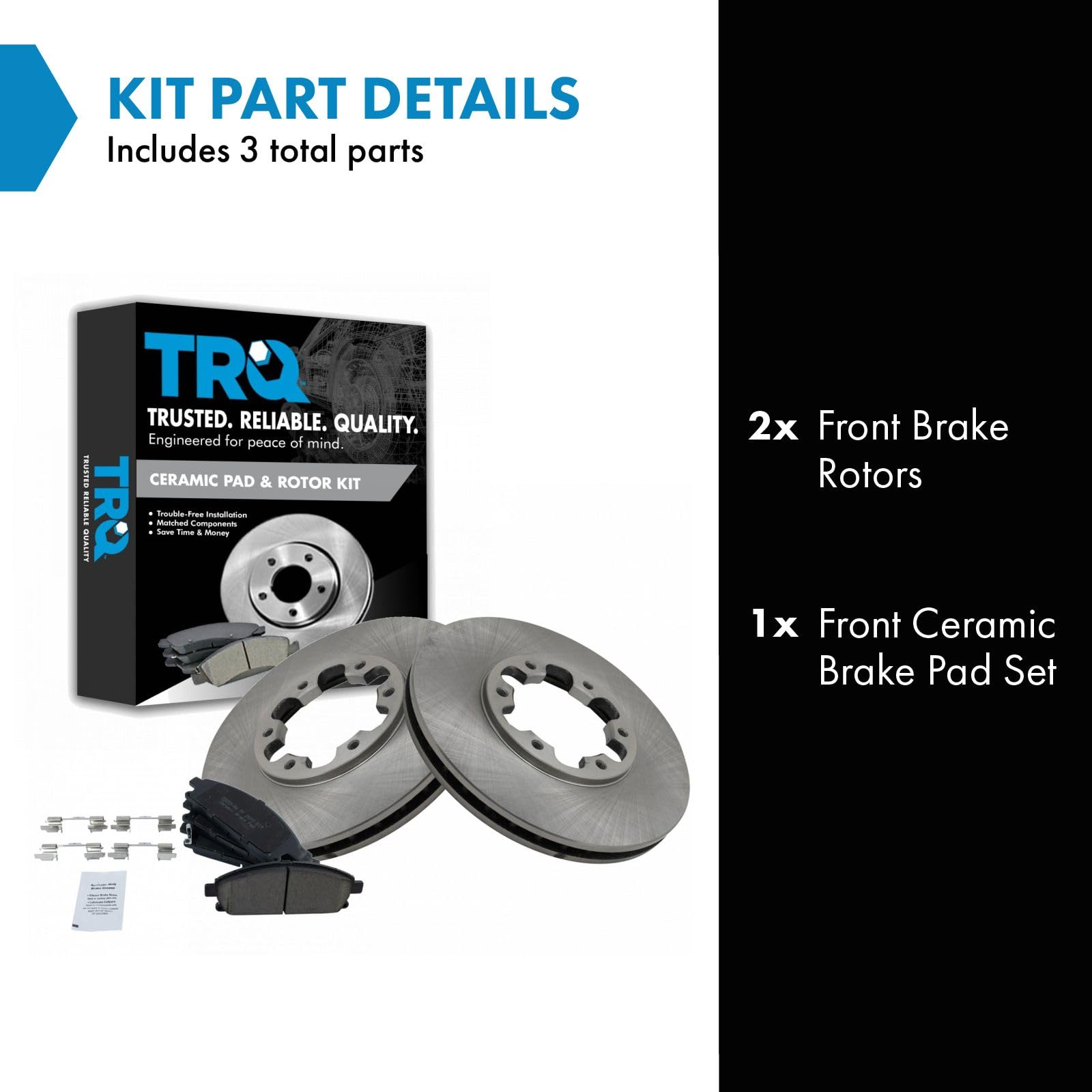 Trq Front Brake Pad & Rotor Kit Brake Pads Brake Rotor Ceramic Compatible With 1997 Infiniti Qx4 1996-1998 Nissan Pathfinder