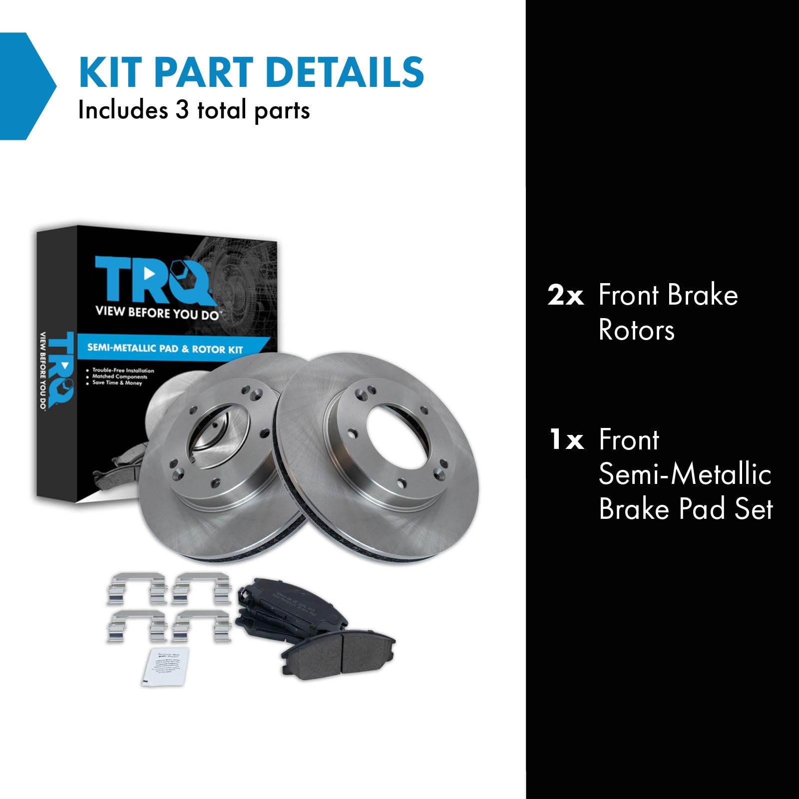 Trq Front Brake Pad & Rotor Kit Brake Pads Brake Rotor Semi-Metallic Compatible With 2003-2006 Kia Sorento