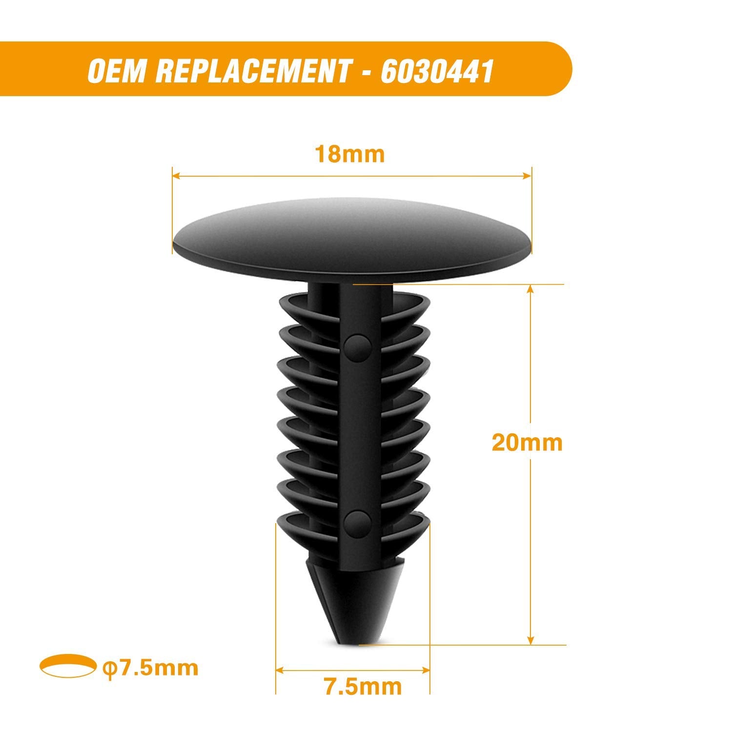 GOOACC 60Pcs Blind Rivet Fender Flare Rocker Moulding Bumper Shield Retainer Clip Assortment 6506007AA 68039280-AA 6030441 Repla