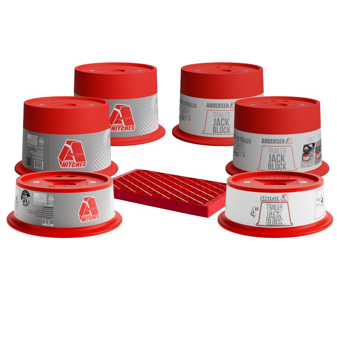 Andersen Hitches | 3684 | 4'' Jack Block With Magnets | Fits Up To 9'' Jack Stand | Rv & Camper Leveling | 50,000 Lbs Capacity |