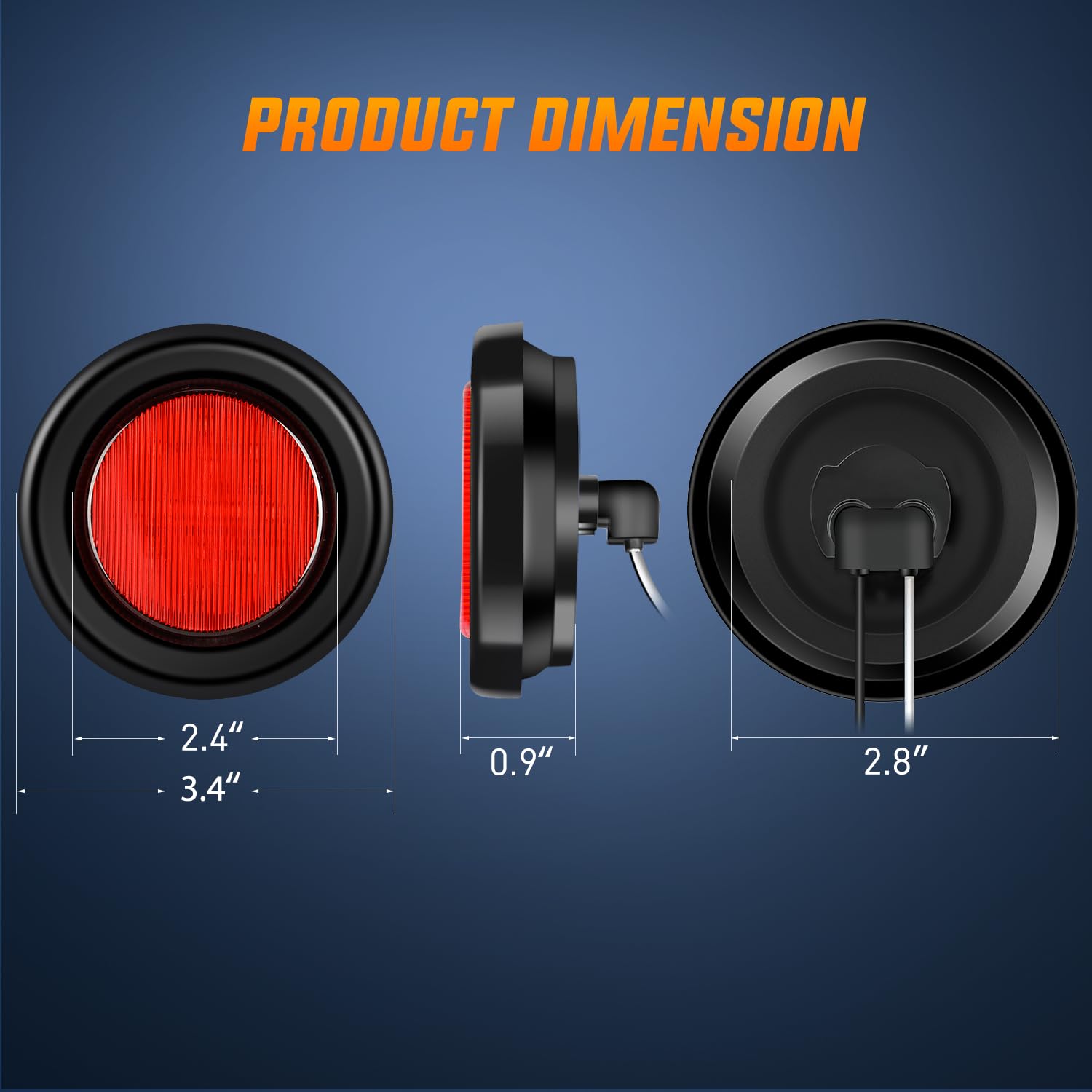 Nilight 2.5Inch Round Marker Light 2Pcs Red 13Led Clearance Lights Flush Mount With Plug Grommet Pigtail Hardwired Dot Compliant