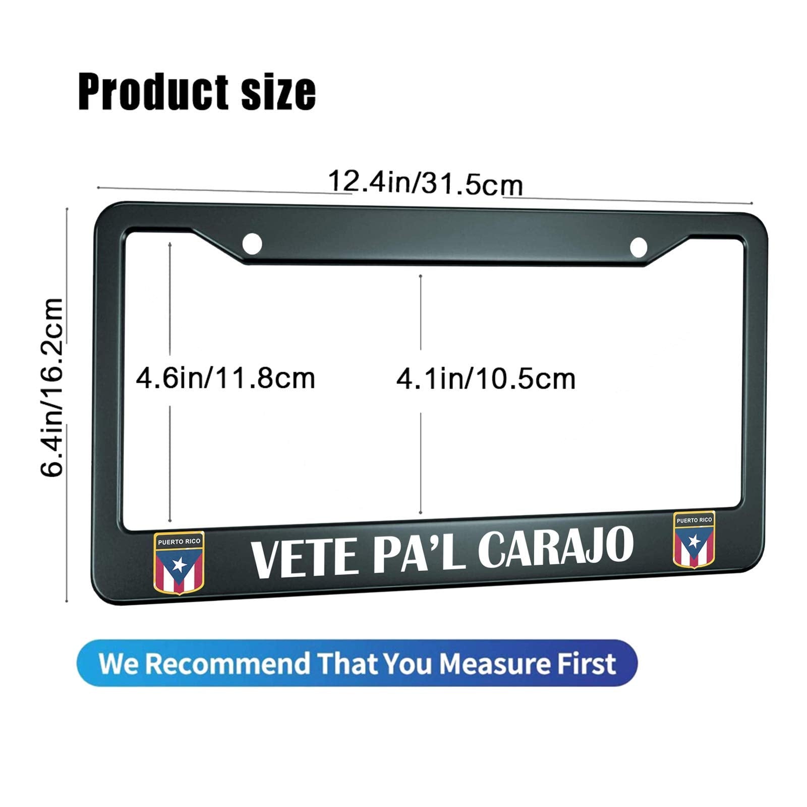Hosnye Vete Pa'L Carajo License Plate Frame Puerto Rico Rican Bl Steel Metal License Plate Cover Front Plates Frames Car Tag Fra