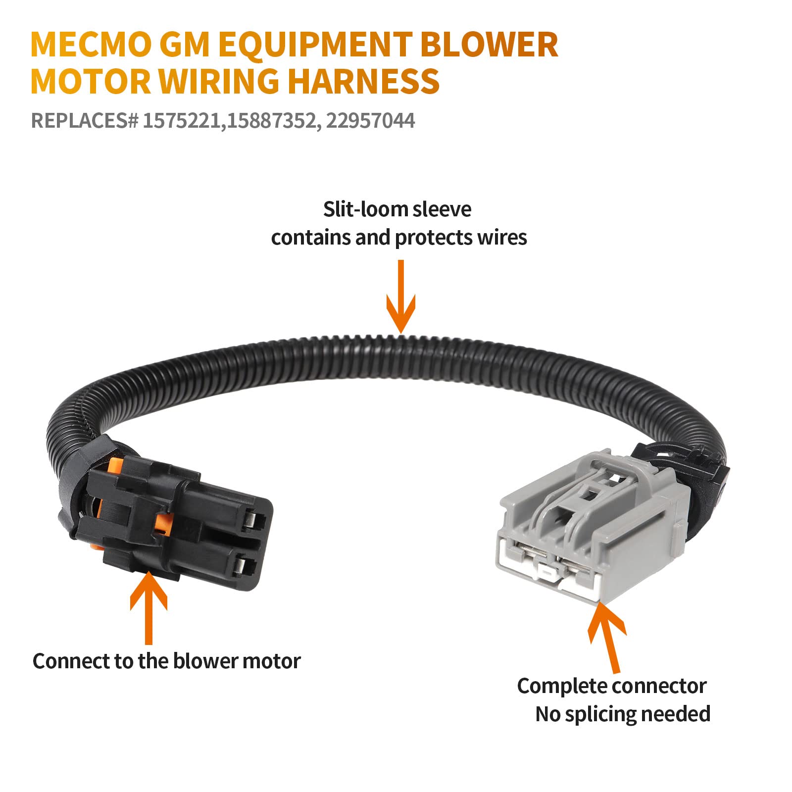 Mecmo 15-75221 Blower Motor Wiring Harness 14” For 2007-2014 Gm Chevy Chevrolet Tahoe Suburban Silverado Avalance, Gmc Sierra Buick Yukon, Cadillac Escalade, For Hummer, Oe 15887352, 22957044