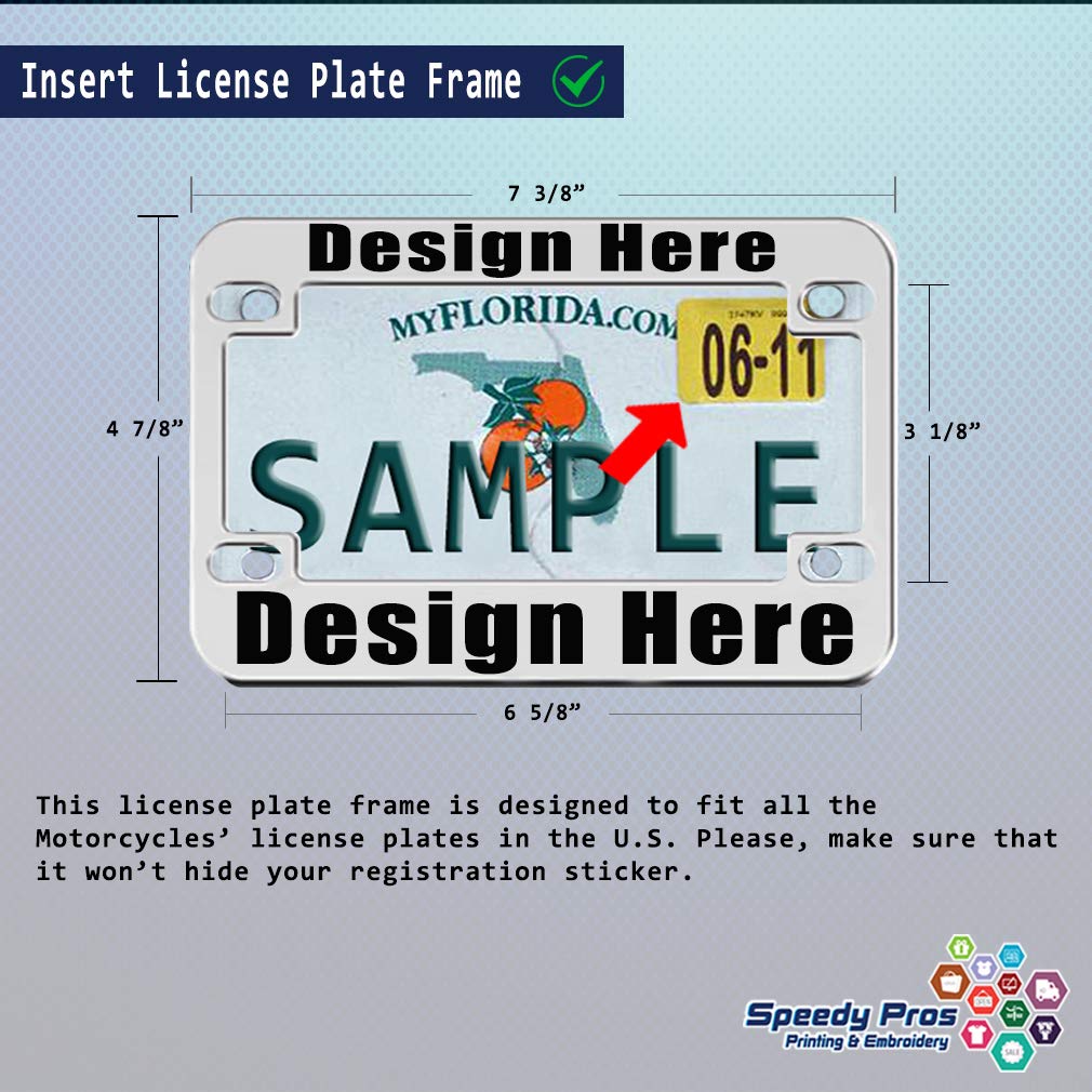 Speedy Pros Metal Zinc Custom Bike License Plate Frame Custom Personalized Text Motorcycle Accessories License Plate Holder Chro