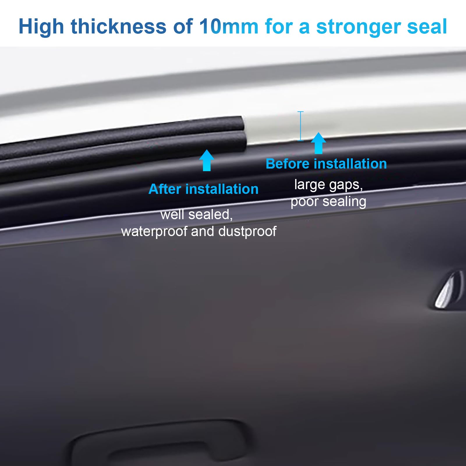 BOAOSI Rubber Seal Strip - 52.5FT Double Layer Self-Adhesive Weather Stripping for Car Door, Hood, Tailgate - Soundproofing Solution