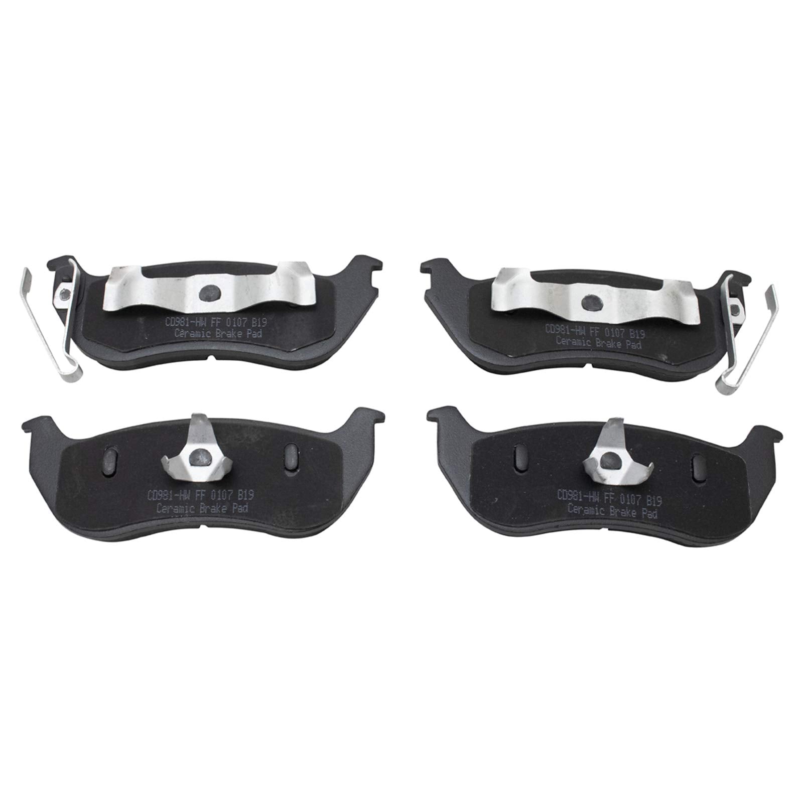TRQ Rear Brake Pads Ceramic Compatible with 2006-2010 Ford Explorer 2007-2010 Explorer Sport Trac 2002-2007 Jeep Liberty 2003-20