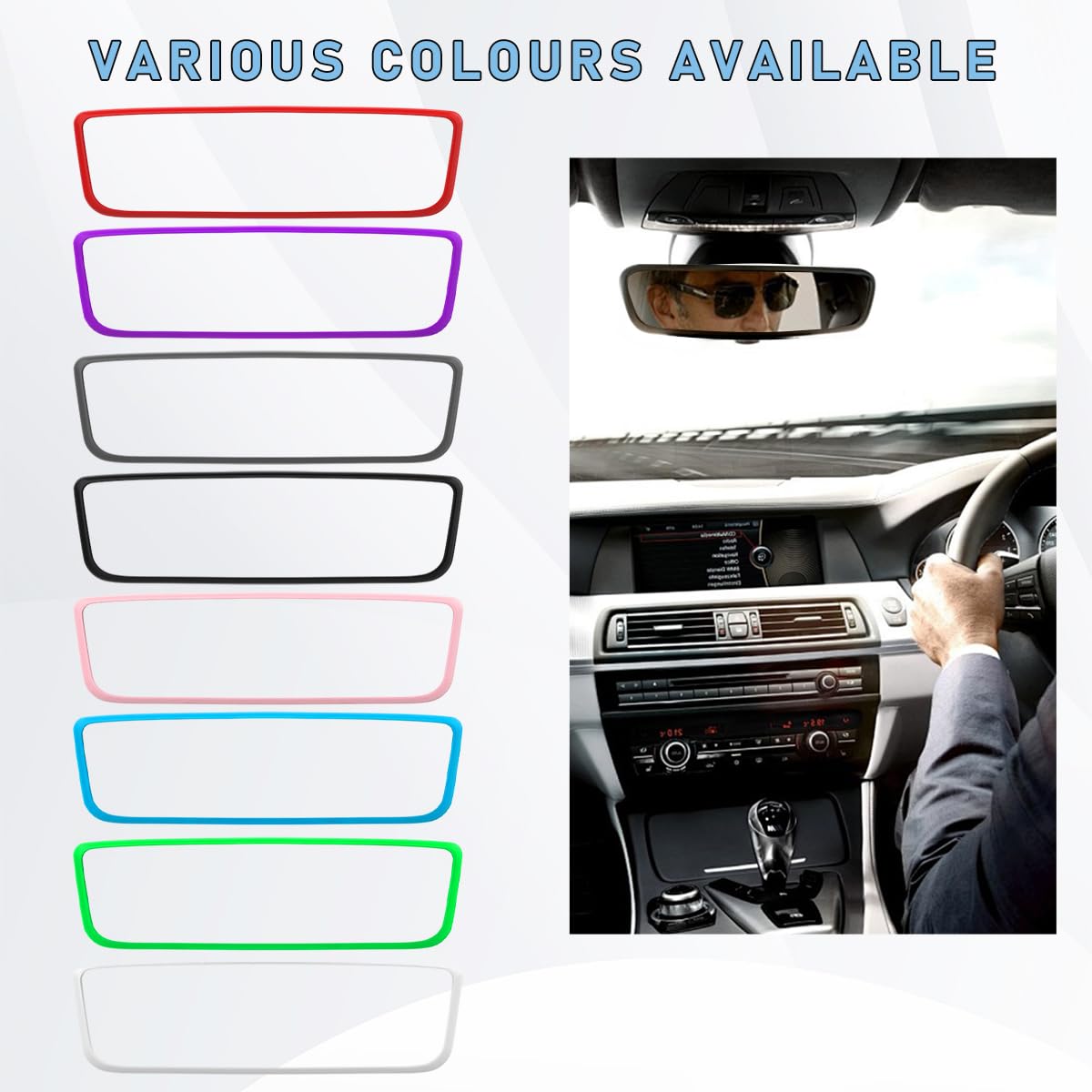 Povtii Rear View Mirror Protector Frame, Silicone Automotive Interior Rearview Mirror Cover For Women Girls, Edge Protective Cov