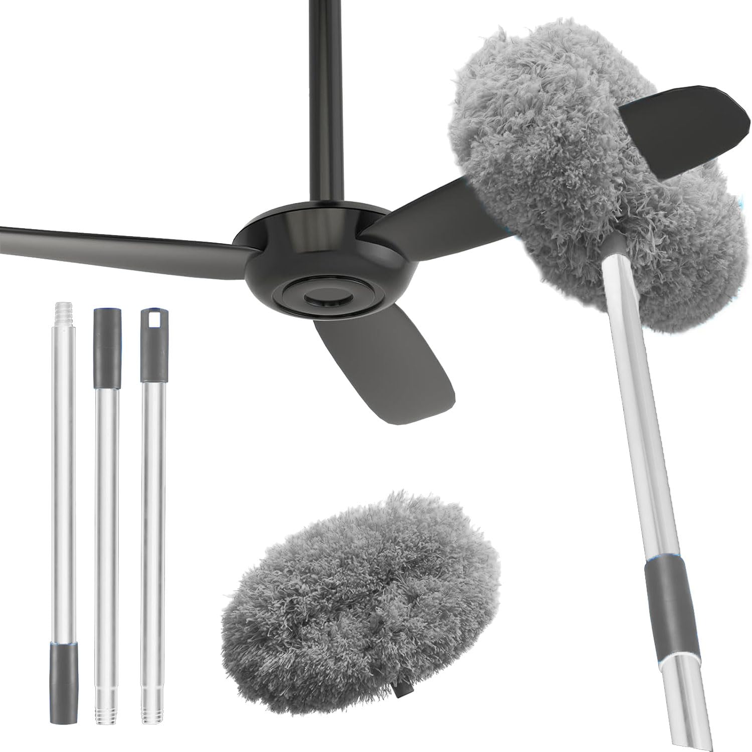 Fan Cleaner Brush With Long Rod Flexible Fan Cleaning Mop Microfiber Dust Cleaner Foldable Duster For Home Cleaning Microfiber D