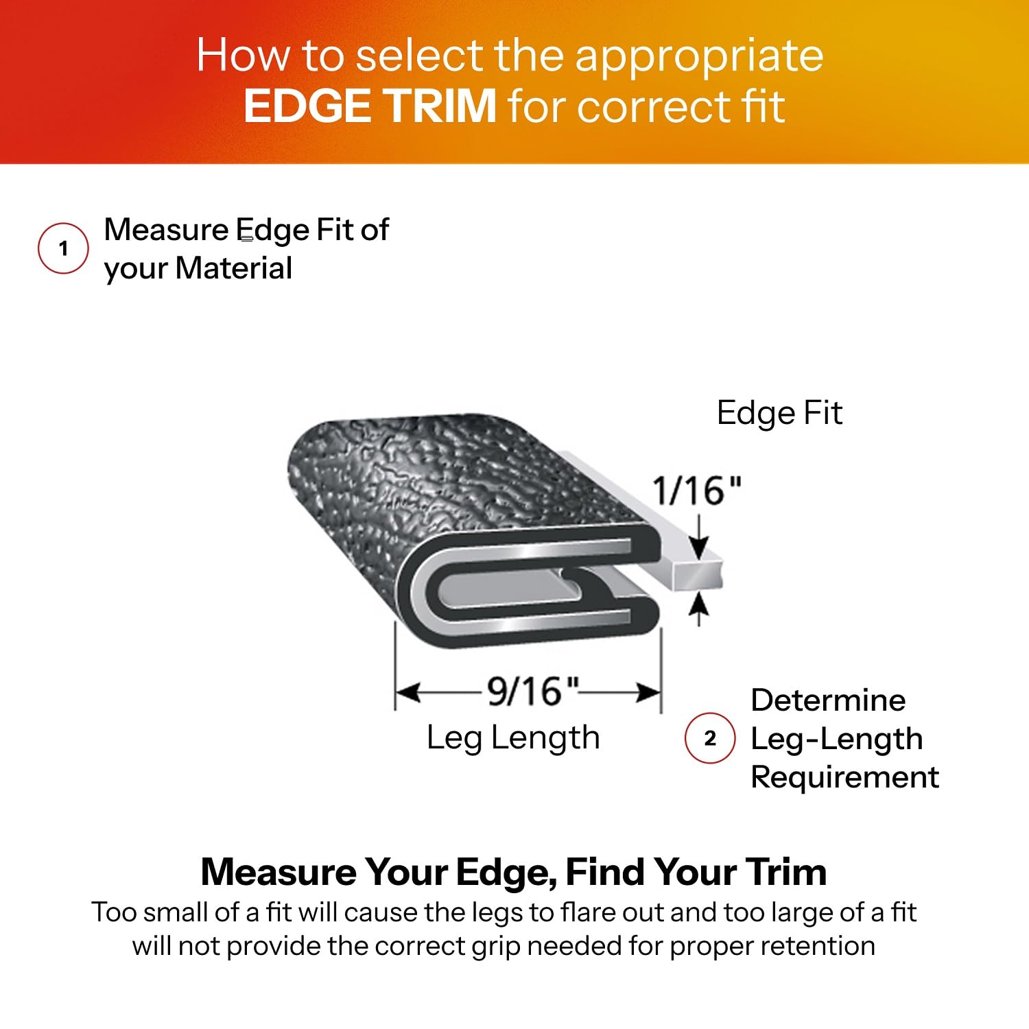 Trim-Lok Edge Trim - Fits 1/16    Edge, 9/16    Leg Length, 25 Length, Black, Pebble Texture - Flexible Pvc Edge Protector For S