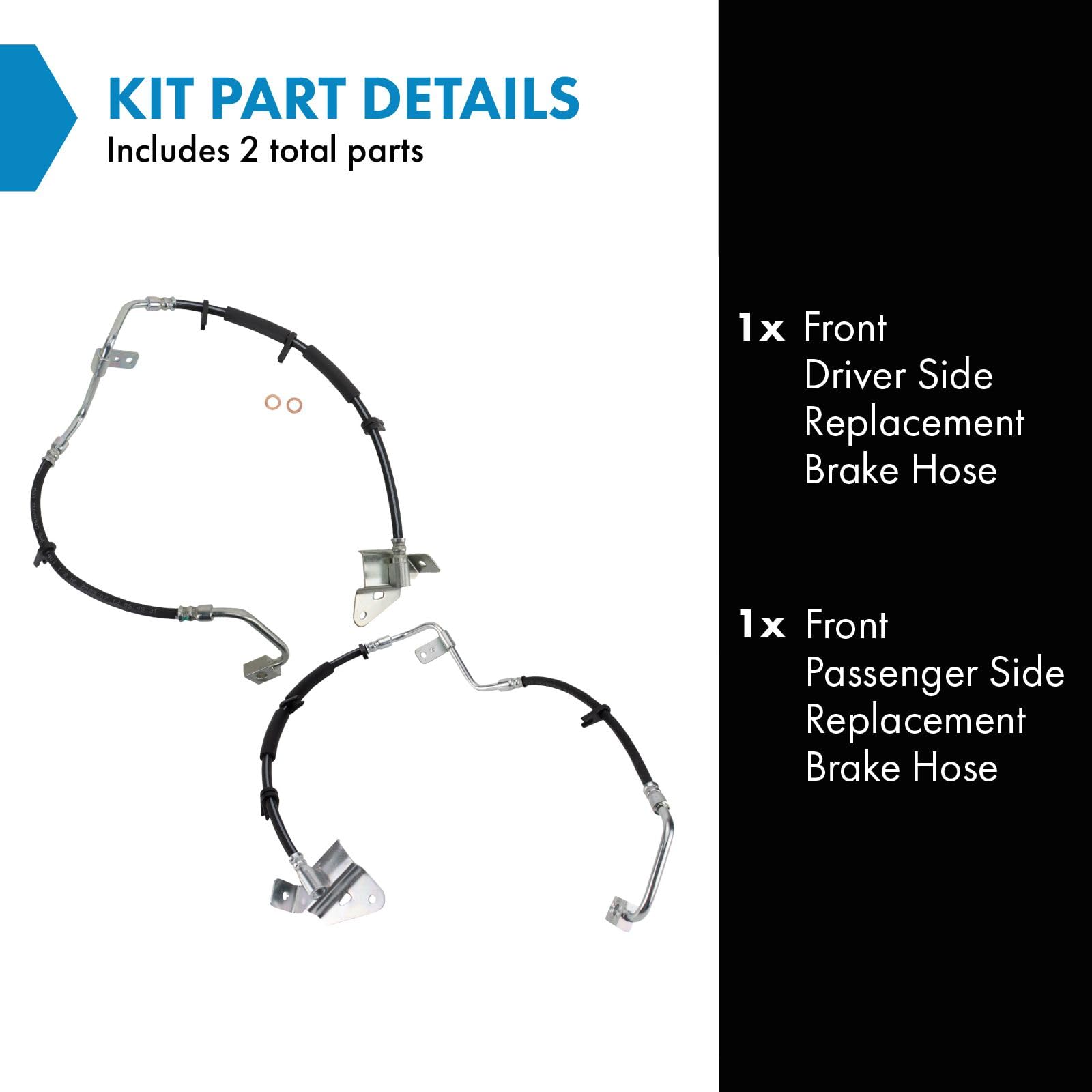 Trq Front Brake Hose Set Compatible With 2003-2004 Jeep Grand Cherokee
