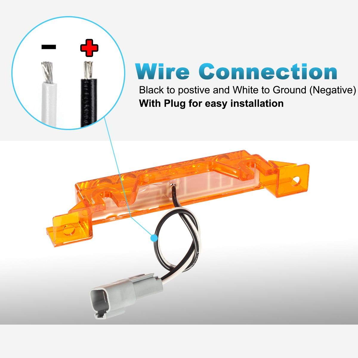 Partsam 5PCS 6LED Cab Light Truck Trailer Cab Marker Top Amber Lens Roof Running Light Reflective Lights Assembly Compatible wit