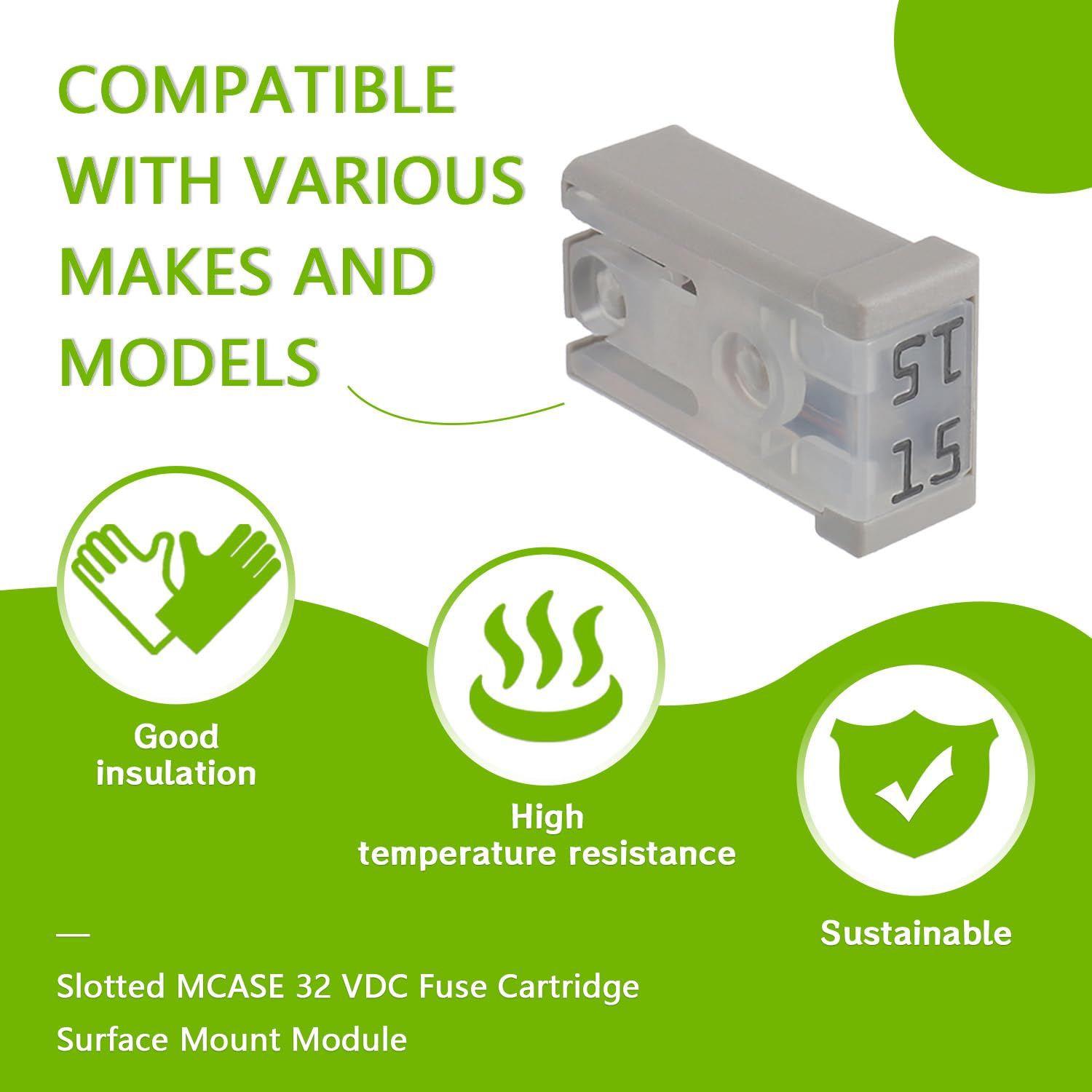 EPLZON 15A 32V Mini Slotted Automotive MCASE Shaped Cartridge Fuse Kit(Pack of 6pcs,15A)