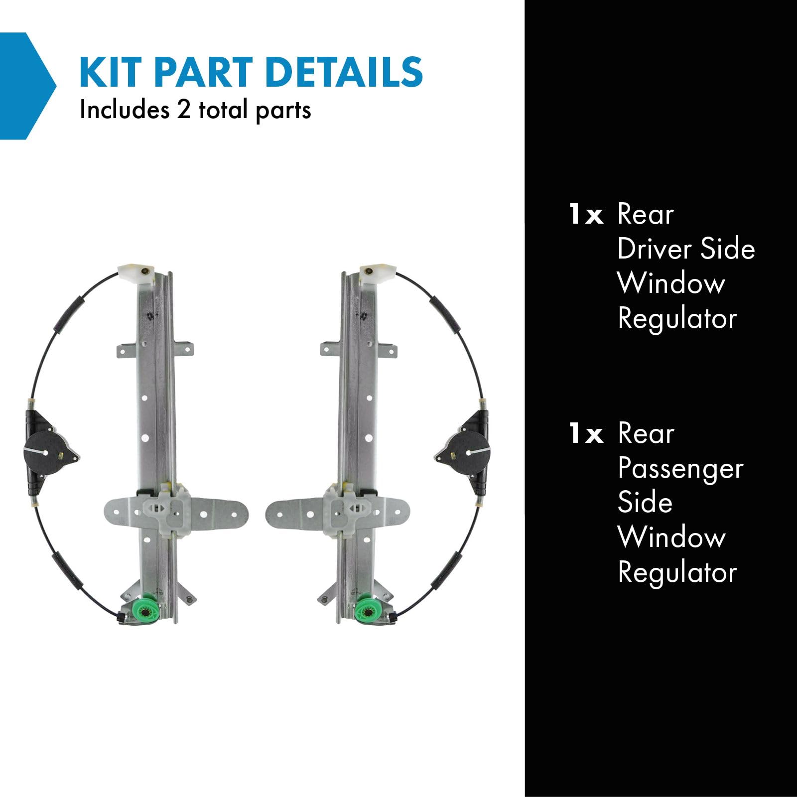 Trq Rear Power Window Regulator Set Compatible With 1992-2011 Ford Crown Victoria Mercury Grand Marquis 2003-2004 Marauder Fo155