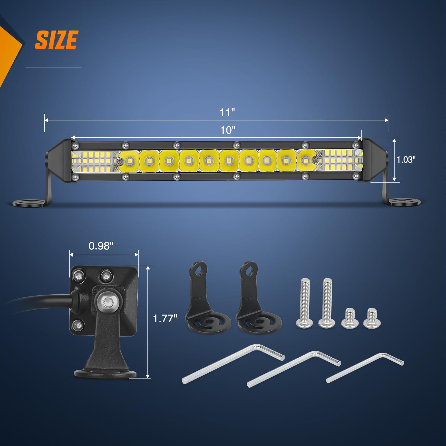 Nilight Slim Led Light Bar 2Pcs 11 Inch 26Led Single Row Spot Flood Combo Fog Driving Work Lighting Roof Bumper Lamp Offroad For