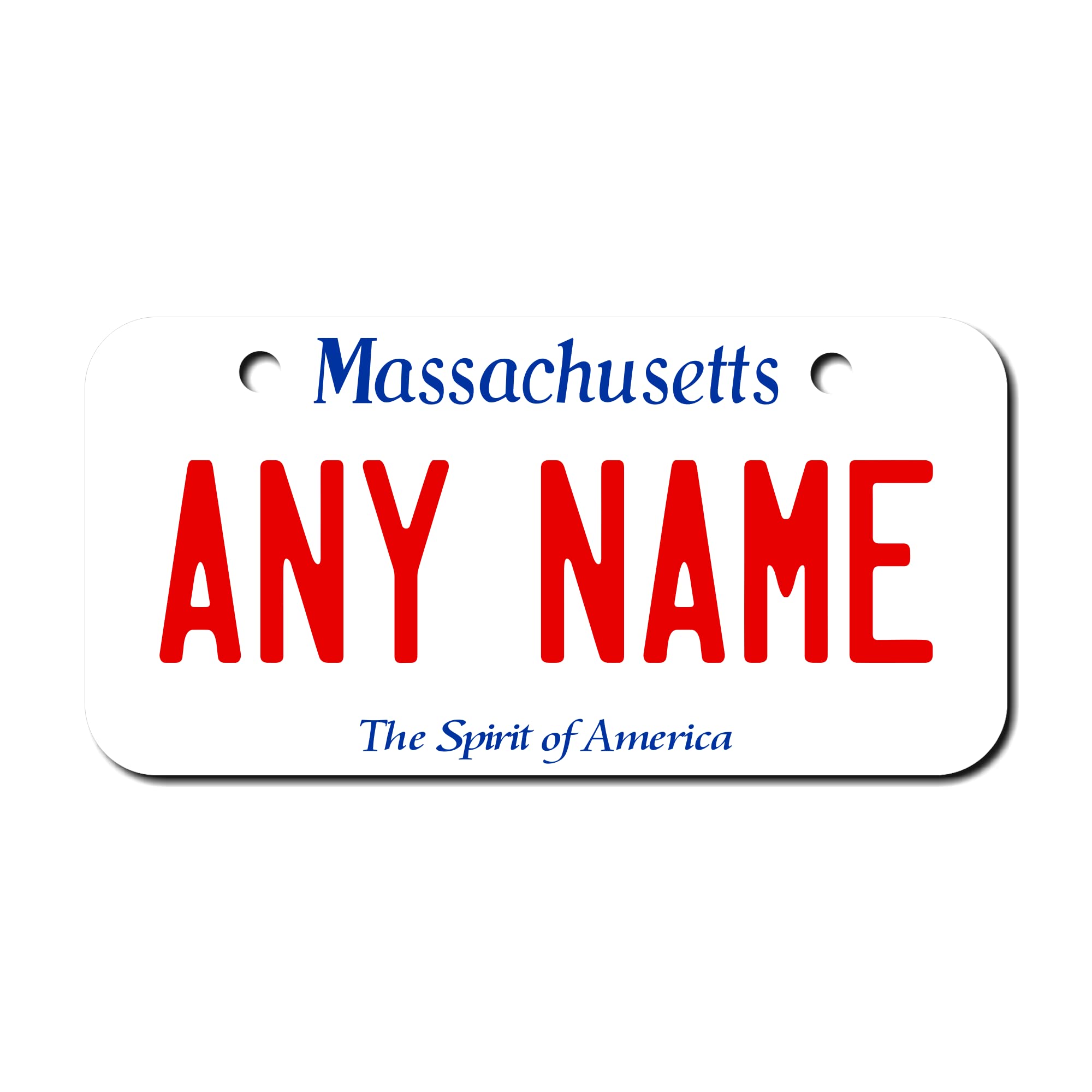 Teamlogo Personalized Massachusetts License Plate - Sizes For Kid 'S Bikes, Cars, Trucks, Cart, Key Rings Version 1 (3 X 6 Alumi
