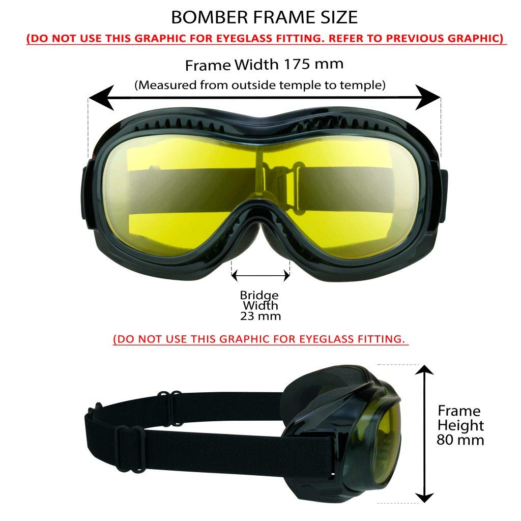 Bikershades Fit Over Goggles For Eye-Glasses Yellow Night Motorcycle Riding Cycling Skiing Sky Diving Indoor Outdoor Work