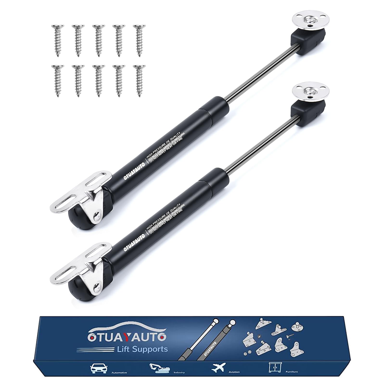 Otuayauto 10 Inch Gas Strut - 100N/22.5Lbs Universal Lift Support - For Truck Pickup Tool Box Lid,Rv Bed Platform, Floor Hatch, Lightweight Cabinet Door, Camper Shell (Come With 4 Mounting Brackets)