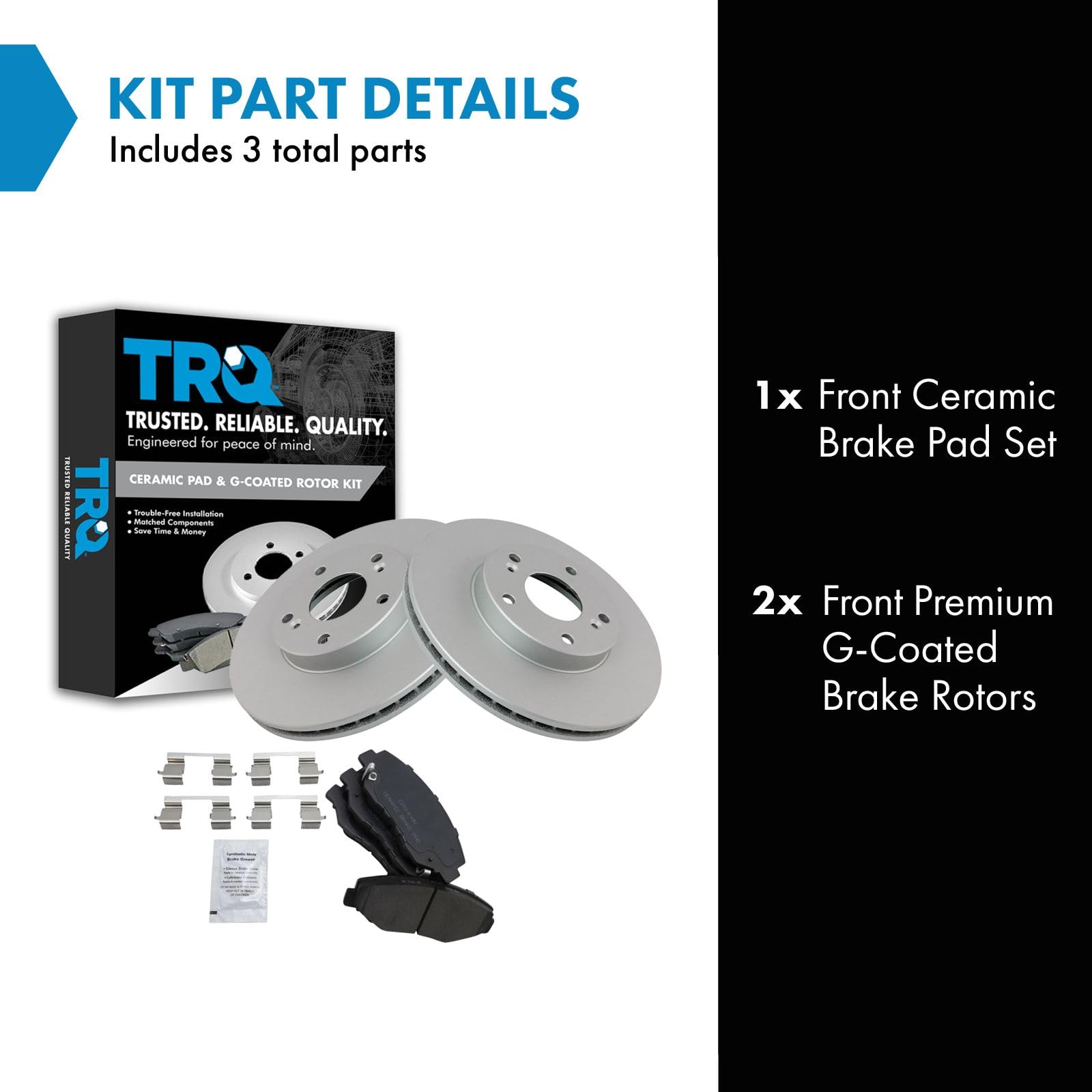 Trq Front Brake Pad & Rotor Kit Brake Pads Brake Rotor Ceramic Premium G-Coated Compatible With 2014-2015 Acura Ilx 2003-2012 Ho