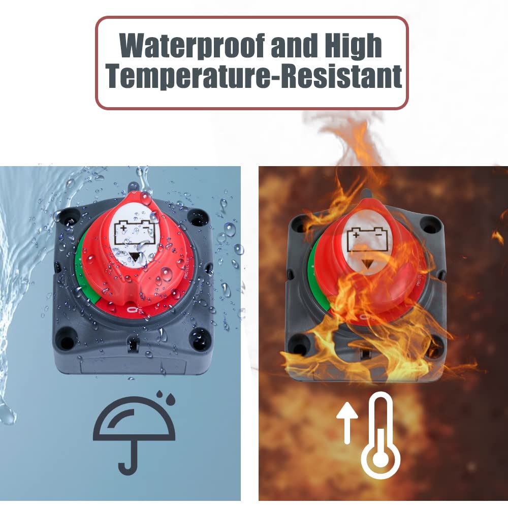 275A Battery Disconnect Switch, 12-48V Battery Shut Off Switch with Installation Accessories, Battery Cut Off Kill Switch for Ca