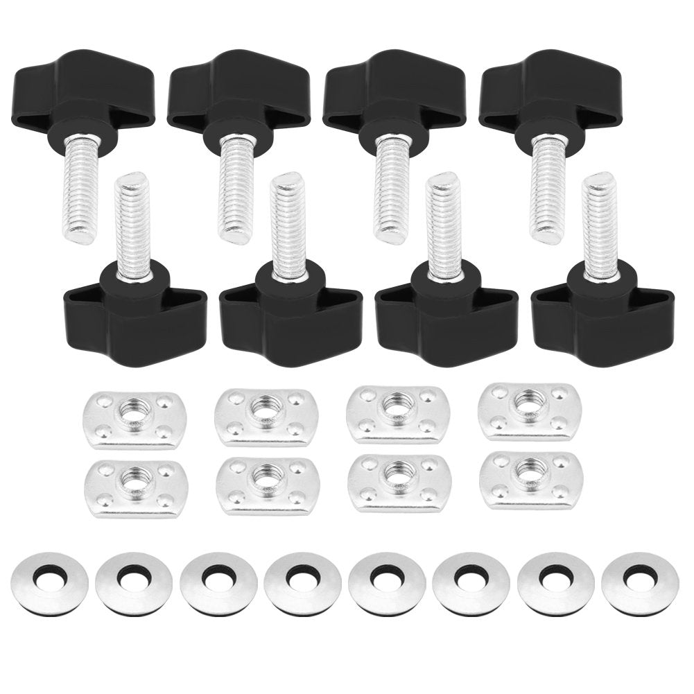 Qiilu Hardtop Bolts Screws, 8Pcs Universal Hard Top Fasteners Thumb Screws Nuts Bolts For Wrangler Yj Tj Jk