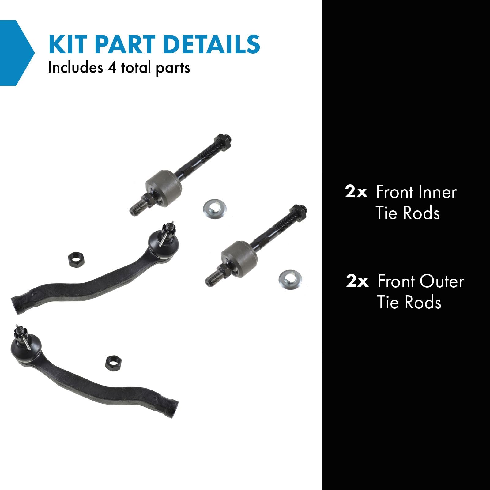 Trq Front Tie Rod Set Compatible With 1990-1993 Honda Accord