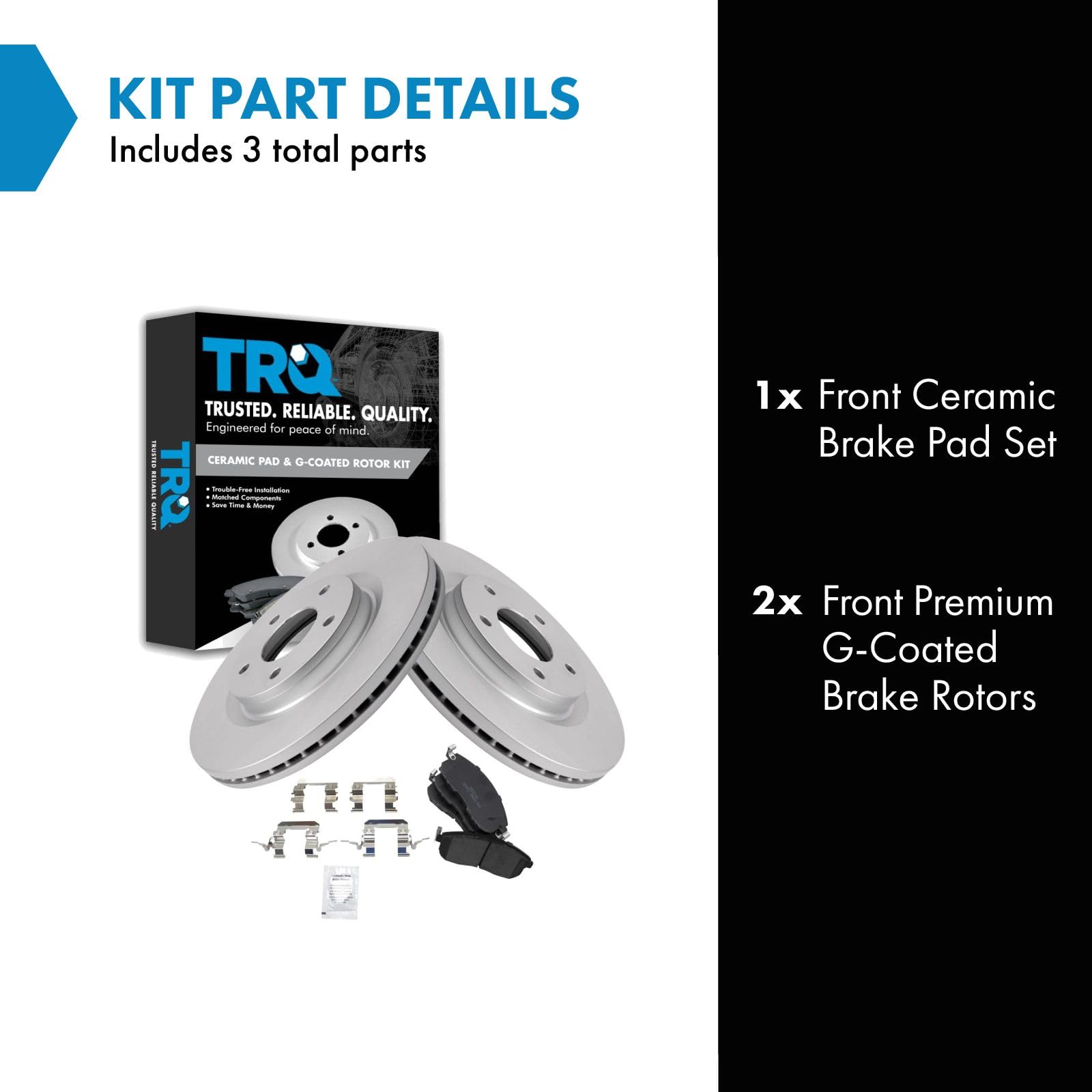 Trq Front Brake Pad & Rotor Kit Brake Pads Brake Rotor Ceramic Premium G-Coated Compatible With 2011-2017 Nissan Juke 2017-2019
