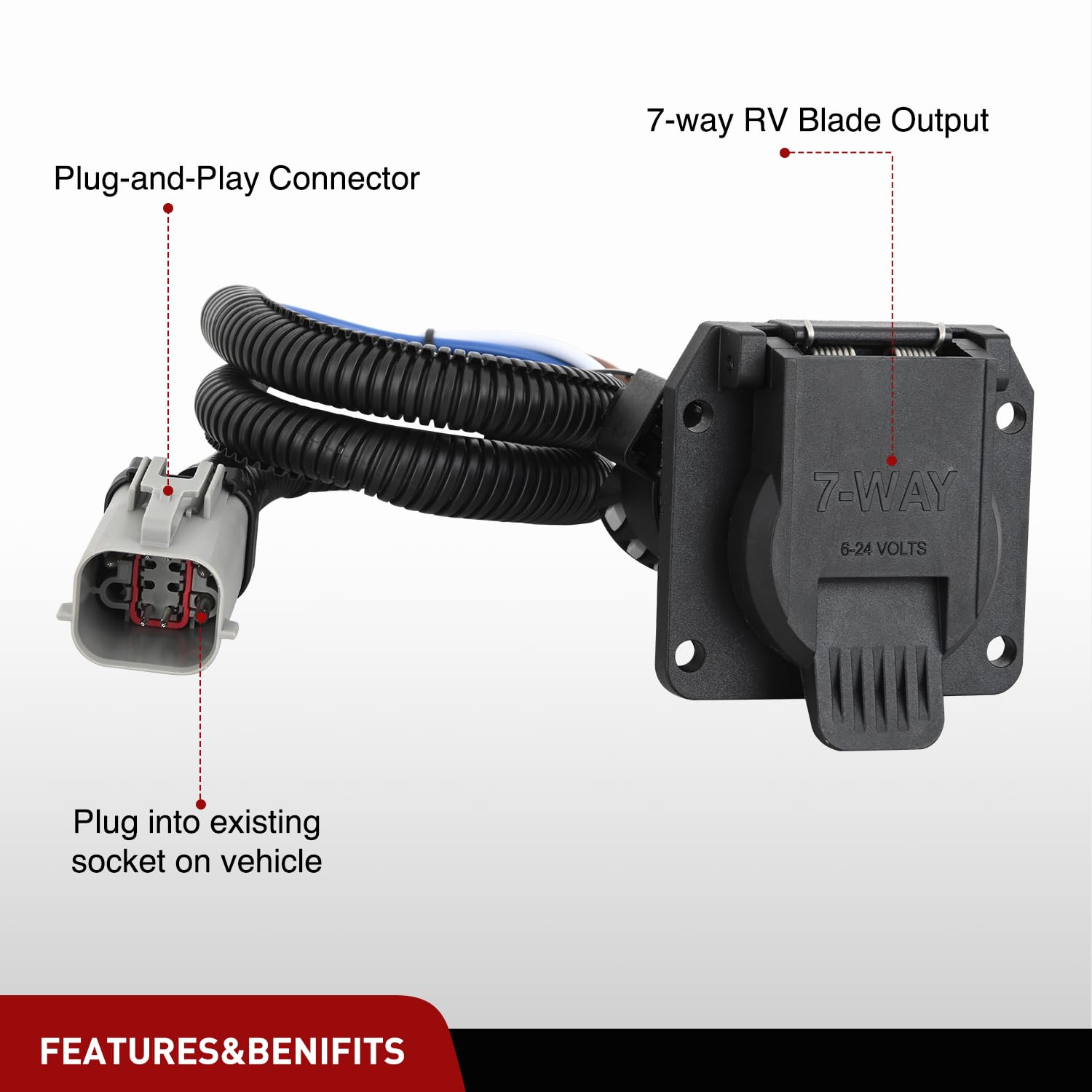 Nilight 7 Pin Trailer Wiring Harness Kit 55243 Vehicle Side 7 Way Rv Blade Uscar Plug Compatible With 1999 2000 2001 Ford F250 F