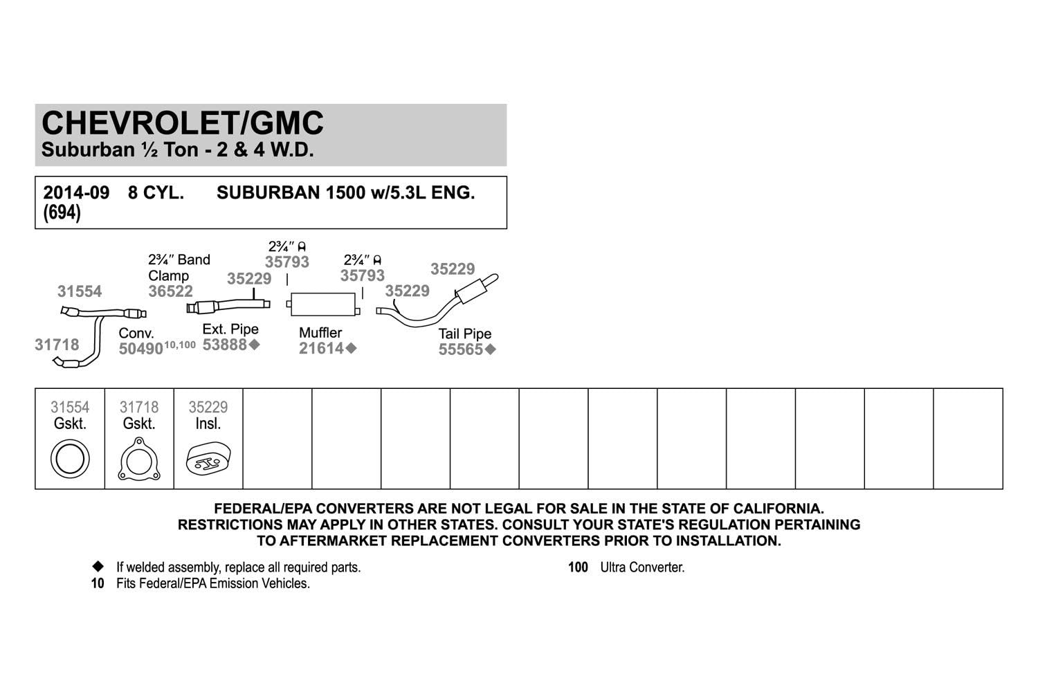 Walker 36522 Exhaust Clamp For Chevrolet Silverado 1500