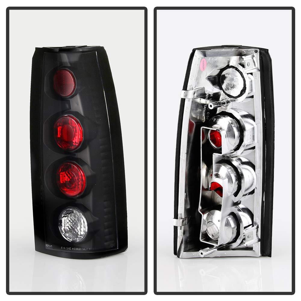 Acanii - For 1988-1998 Chevy Silverado Gmc Sierra C10 Suburban Tahoe Black Tail Lights Brake Lamps Pair Set Left+Right
