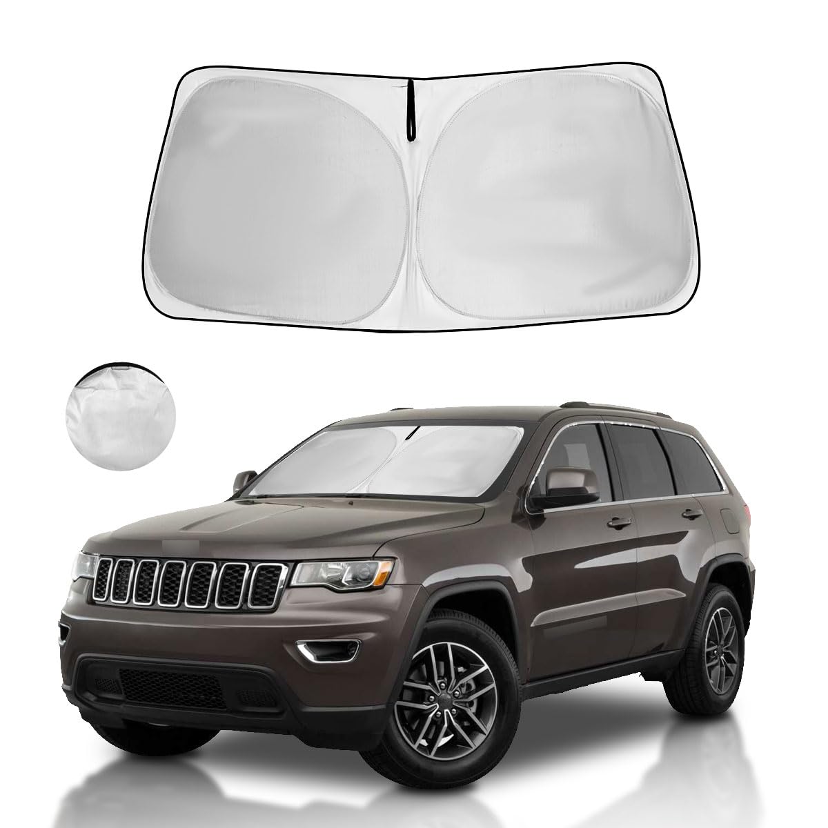 Windshield Sun Shade Window Sunshade Custom Fit 2021-2011 Jeep Grand Cherokee Accessories (Not For Grand Cherokee L& Jeep Cherok
