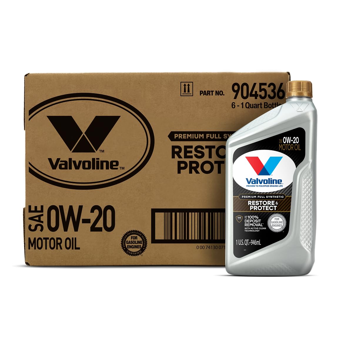 Valvoline Restore & Protect Full Synthetic 0W-20 Motor Oil 1 Qt, Case Of 6