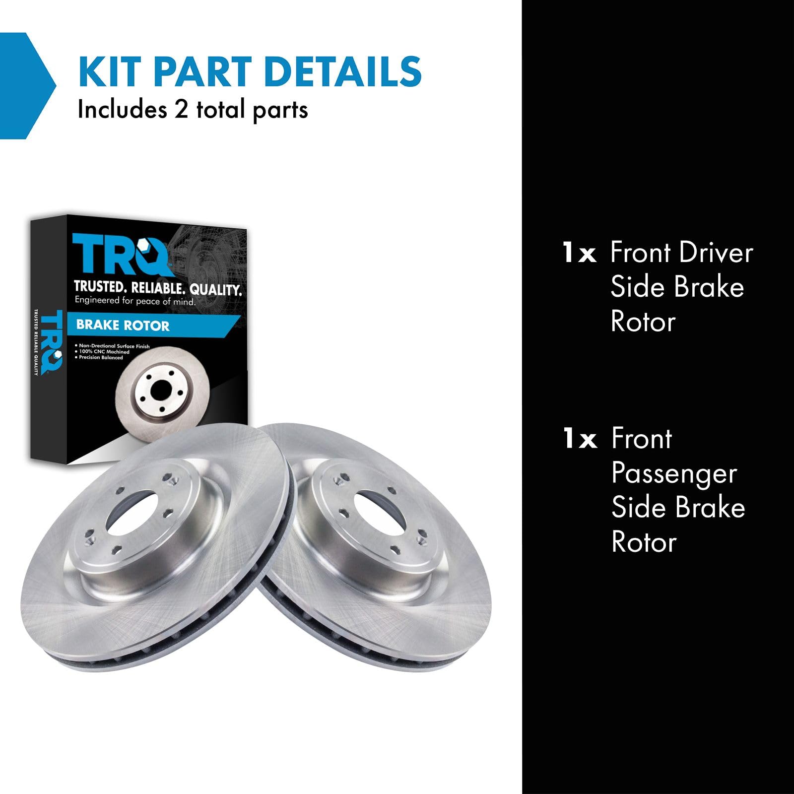 Trq Front Brake Rotors Set Vented Compatible With 2019-2022 Genesis G70 2018-2023 Kia Stinger