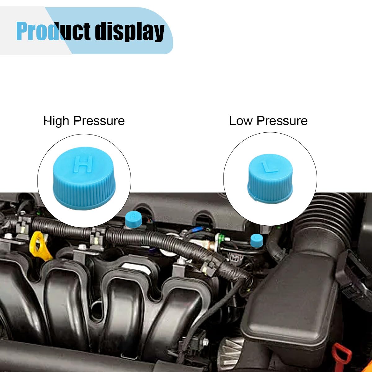Car A/C Valve Core Caps, Leakproof Air Conditioning System Seal Kit, R134A Air Conditioning Repair System Charging Port Caps, Hi