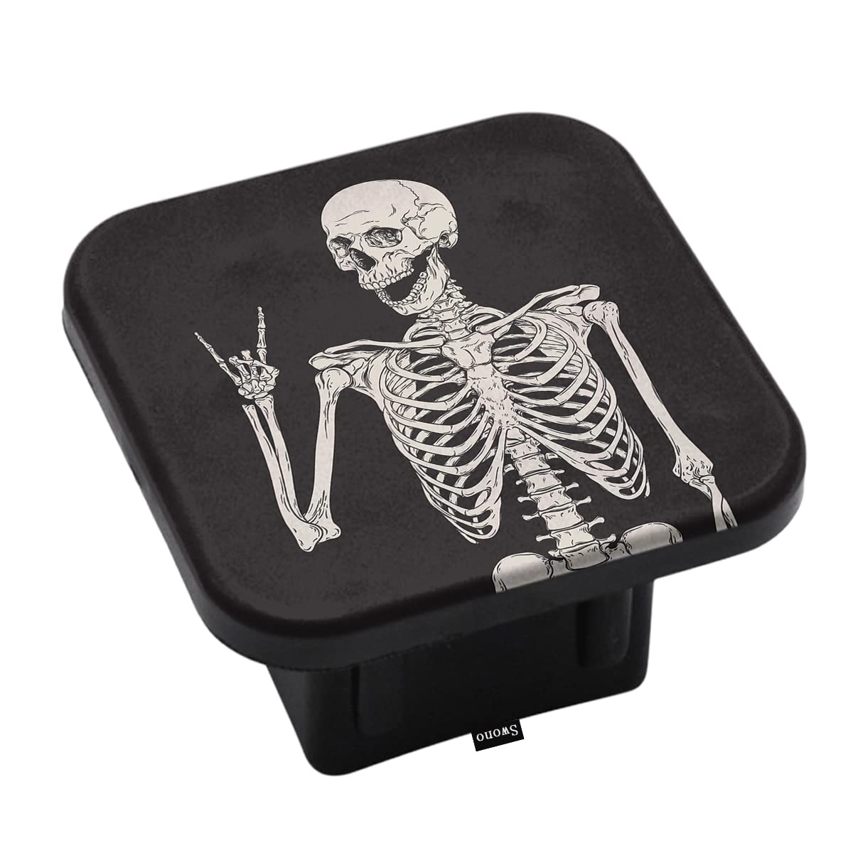 Swono Human Skeleton Receiver Hitch Cover Cute Skeleton Skull Posing Rock Music Standard 2'' Trailer Hitch Receivers Compatible 