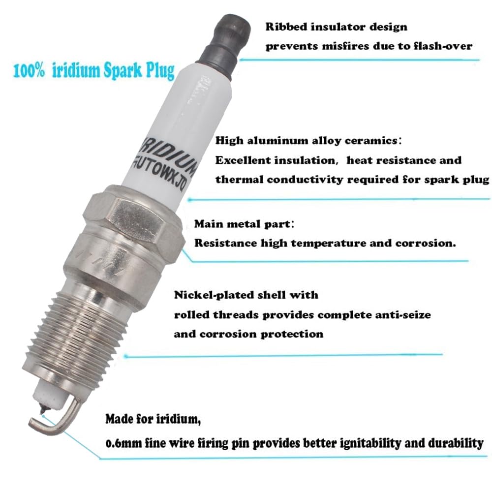 Autowxjq Iridium Spark Plug 8Pcs Replace 3951 Tr55 Compatible With Chevrolet Silverado 1500 Gmc Cadillac Escalade Buick Ford F-150 Crown Victoria Lincoln Town Car V8