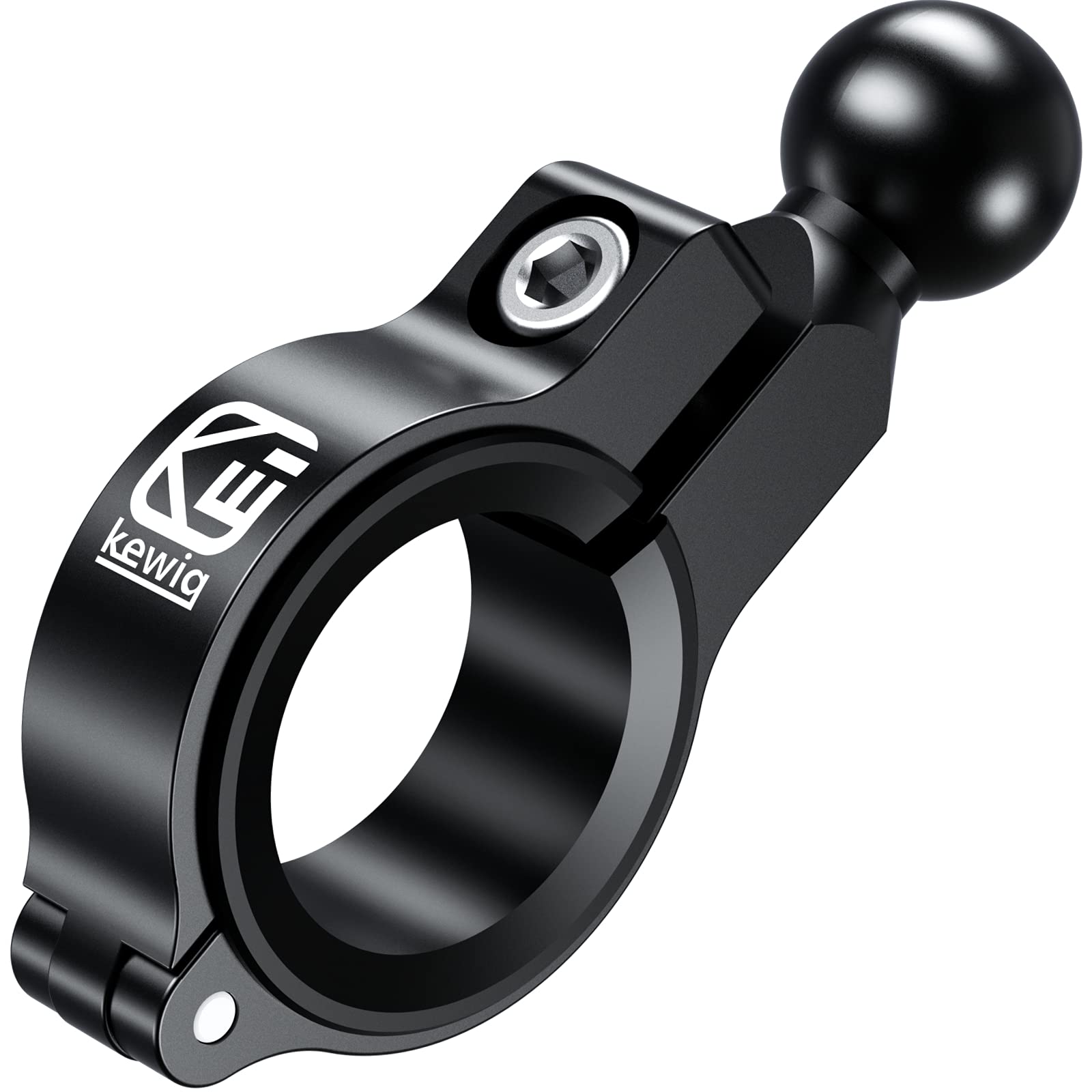 BRCOVAN Aluminum Alloy Handlebar Clamp Mount Base with 17mm TPU Ball for Round Rails Diameter 0.5 0.87 1 1.26, Compatibl