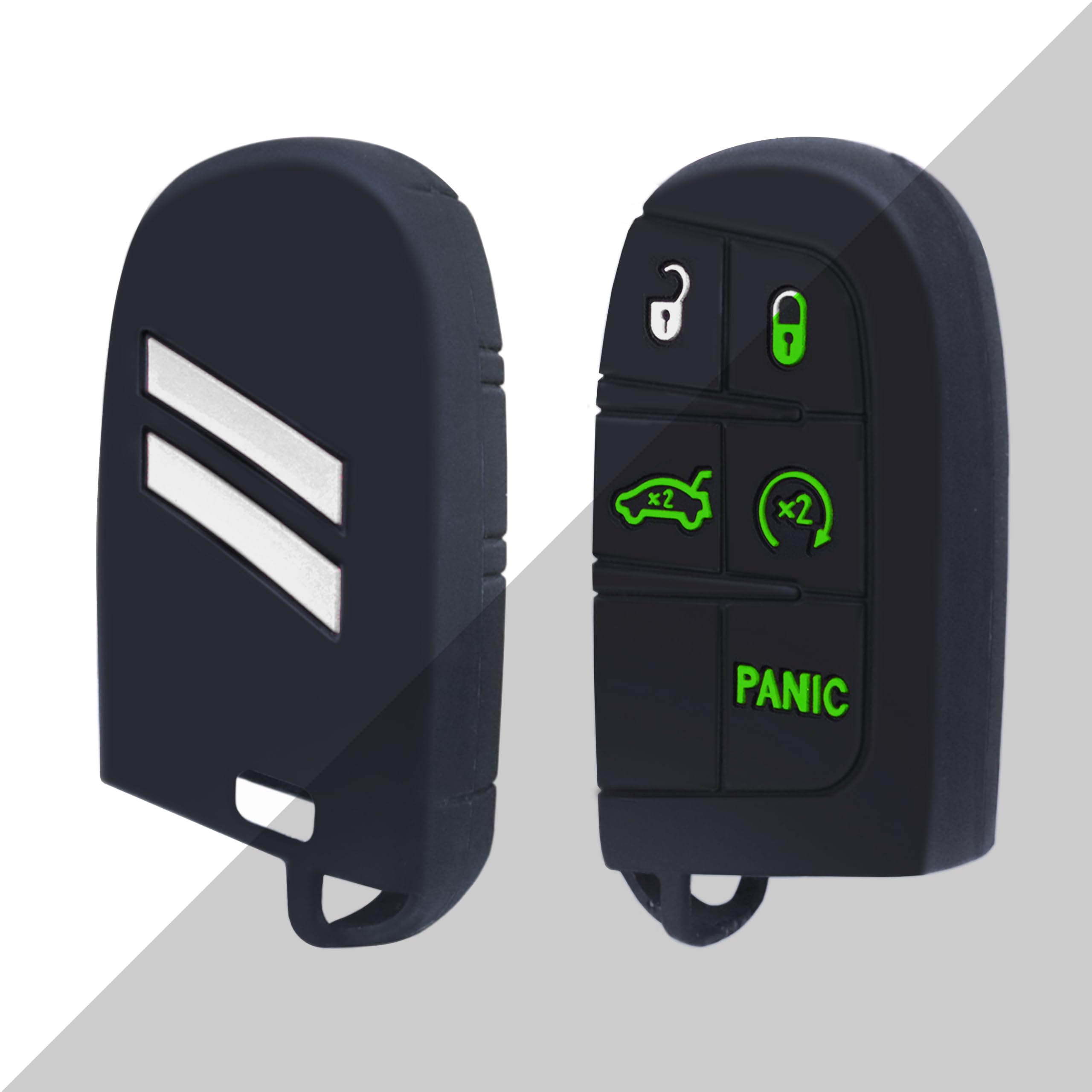 YOSRTER 1 Pc Silicone Key Fob Cover Protector for Challenger Charger Durango Journey Dart Glow in Dark 5 Buttons Keyless Key She