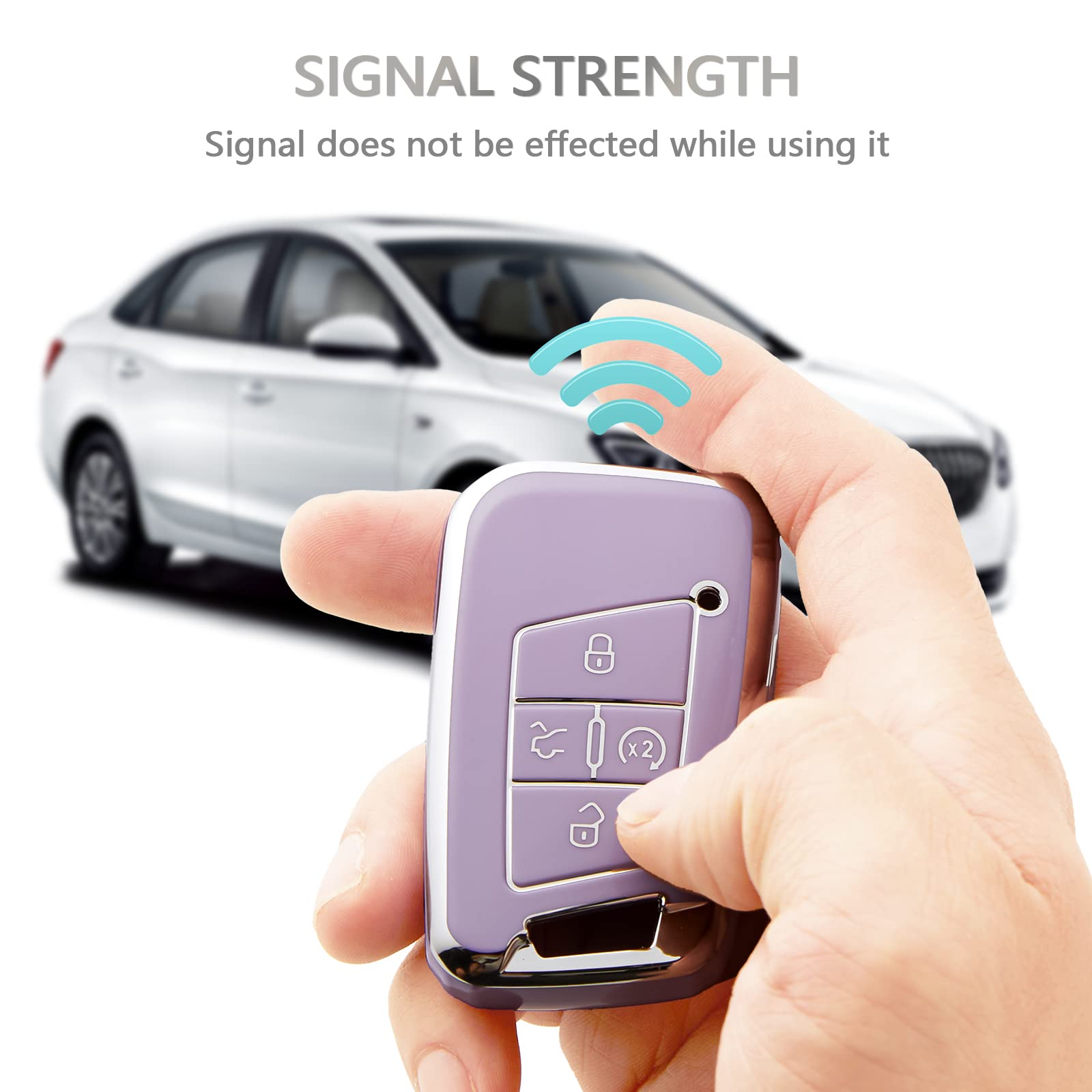 OFFCURVE Key Fob Cover for Volkswagen Special Key Fob Case Cover Holder for 2018-2022 VW Atlas Golf Alltrack Atlas Jetta Passat