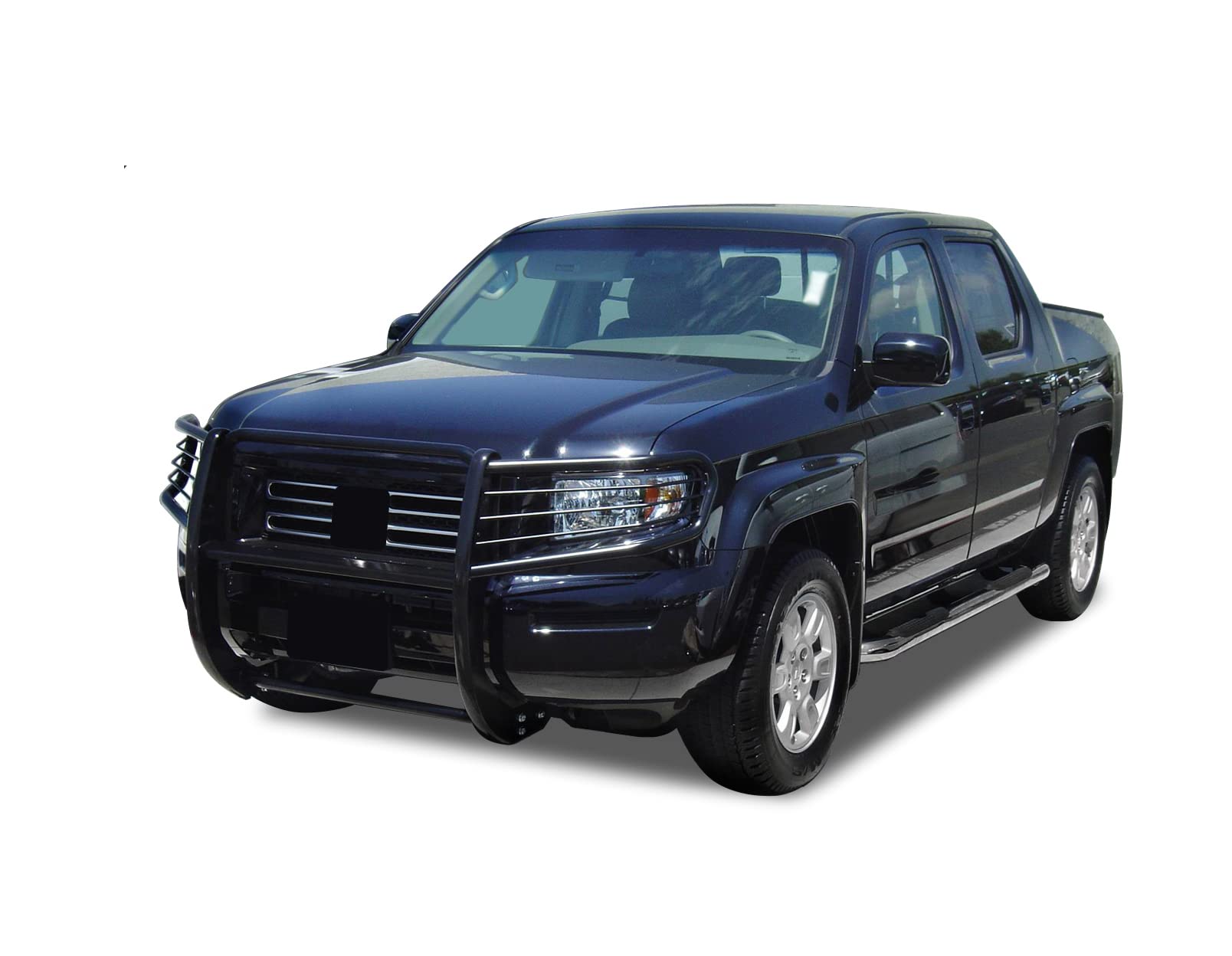 Black Horse Grille Brush Bumper Guard Modular Black Compatible With 2006-2014 Honda Ridgeline-17A152500A1Ma