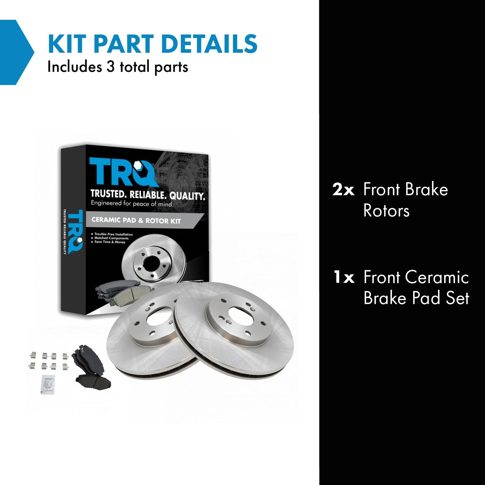 Trq Front Brake Pad & Rotor Kit Brake Pads Brake Rotor Ceramic Compatible With 2003-2008 Honda Pilot