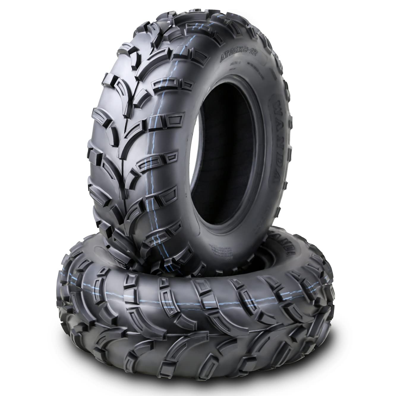 Wanda Atv/Utv Tires 25X8-12 25X8X12 6-Ply Light Mud Tires, Set 2-10243