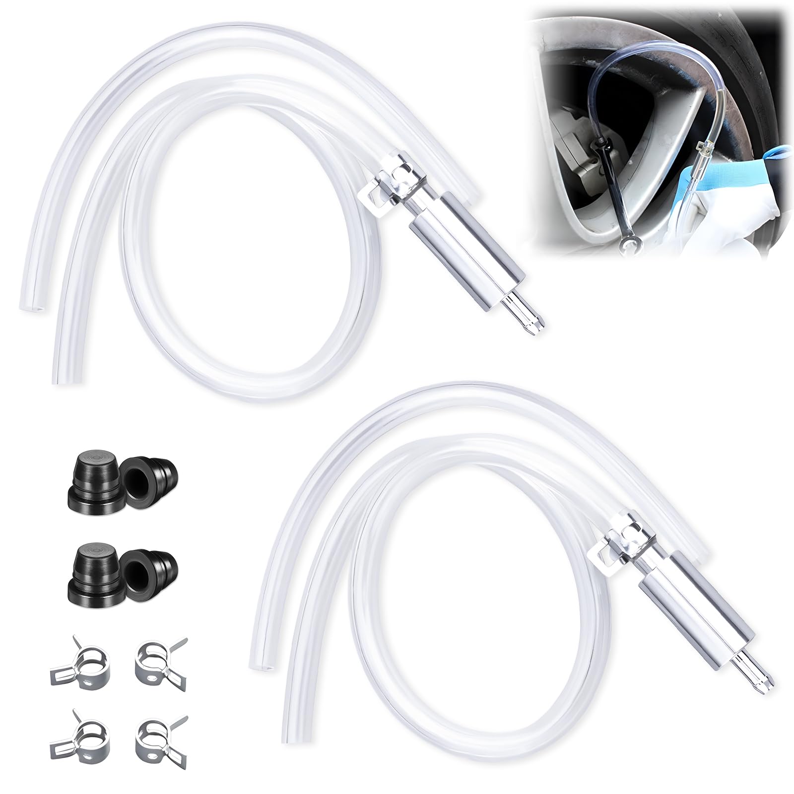 2 Pcs Brake Bleeder Hose - One Way Check Valve Tube Bleeding Tool Kit for Car Motorcycle Clutch,Universal Brake Fluid Bleeder Ki