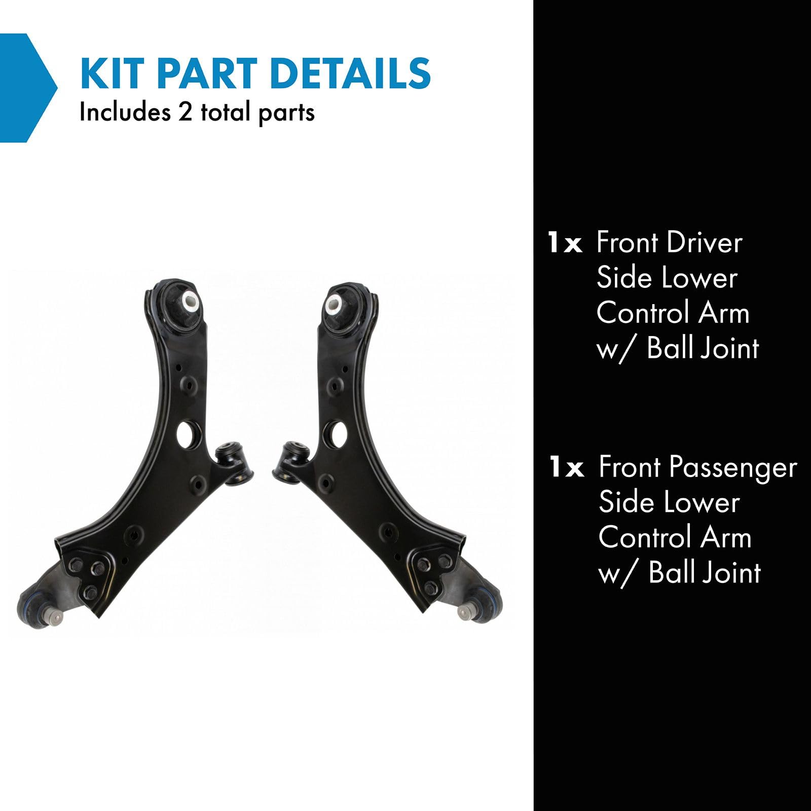 Trq Front Lower Control Arm With Ball Joint Set Compatible With 2016-2022 Fiat 500X 2017-2021 Jeep Compass 2015-2022 Renegade