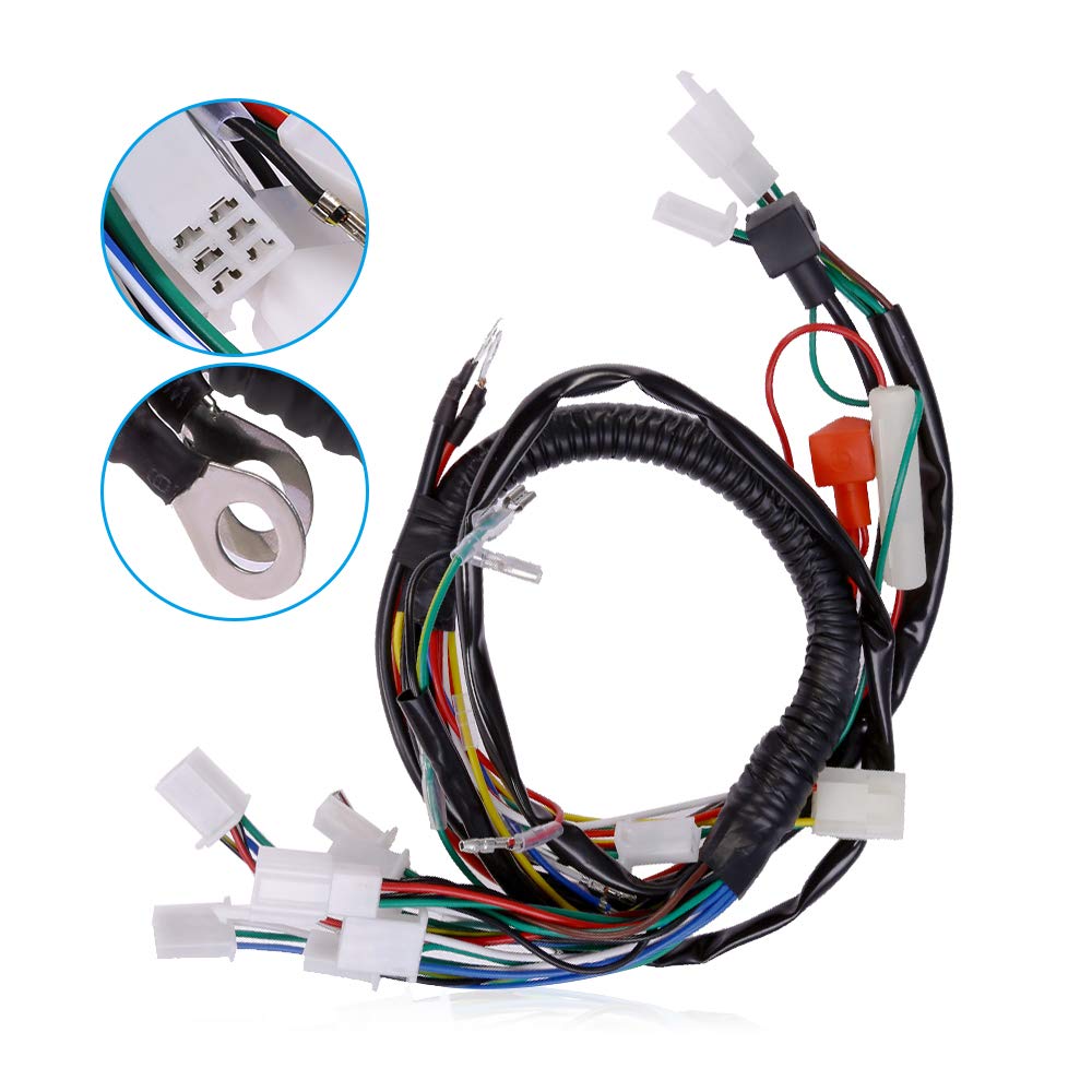 Anxingo Electric Start Wire Loom Wiring Harness Quad Complete Harness Fit For Chinese Atv Utv Quad 4 Wheeler 50Cc 70Cc 90Cc 110Cc